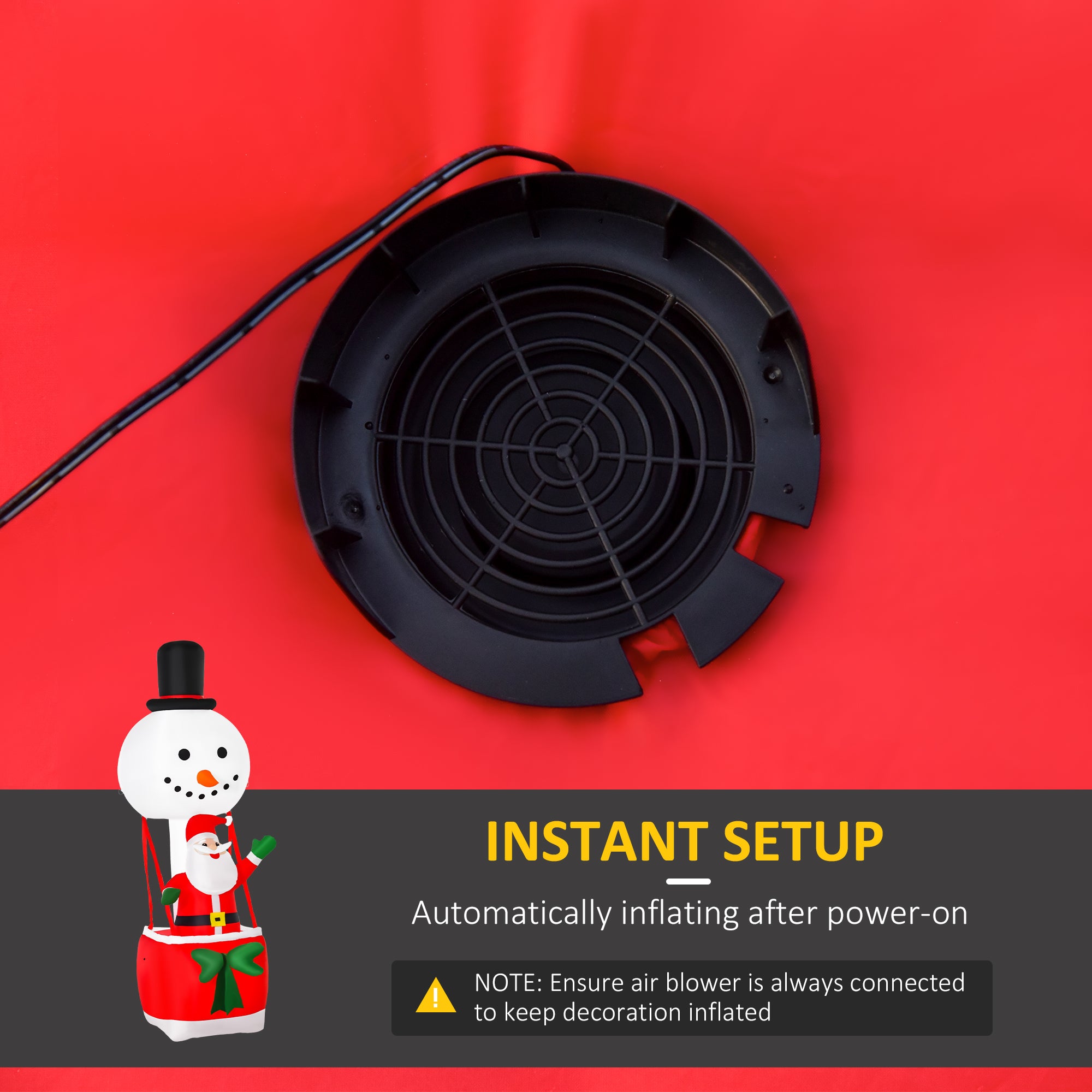 HOMCOM 8ft Christmas Inflatable Decoration with Santa Claus on Snowman Hot Air Balloon, Blow Up Xmas Decor for Outdoor Indoor with LED Lights - North Peak Garden Furniture