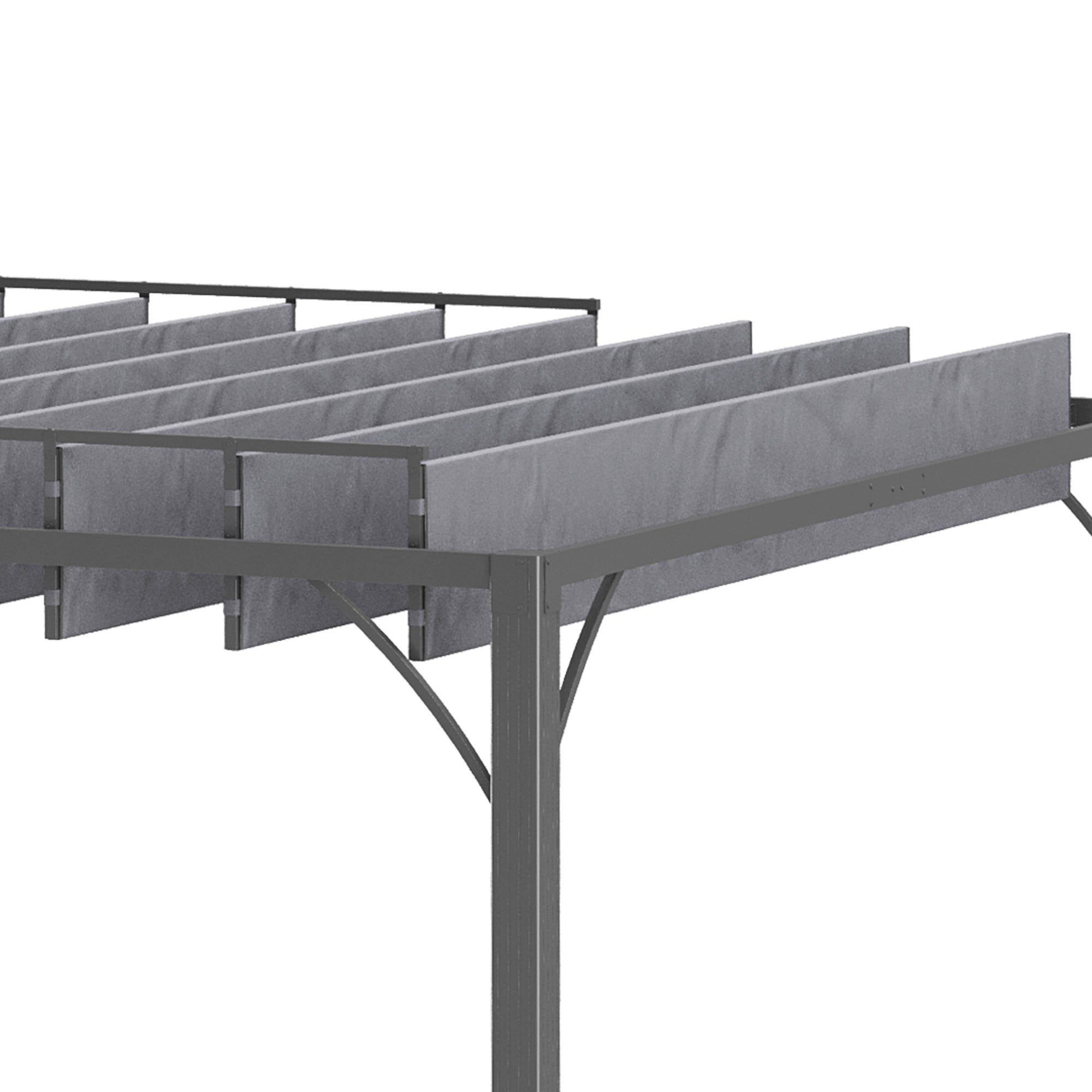Outsunny 3 x 3(m) Outdoor Pergola with Retractable Roof, Aluminium Louvered Patio Gazebo Canopy for Lawn Garden Patio, Grey - North Peak Garden Furniture