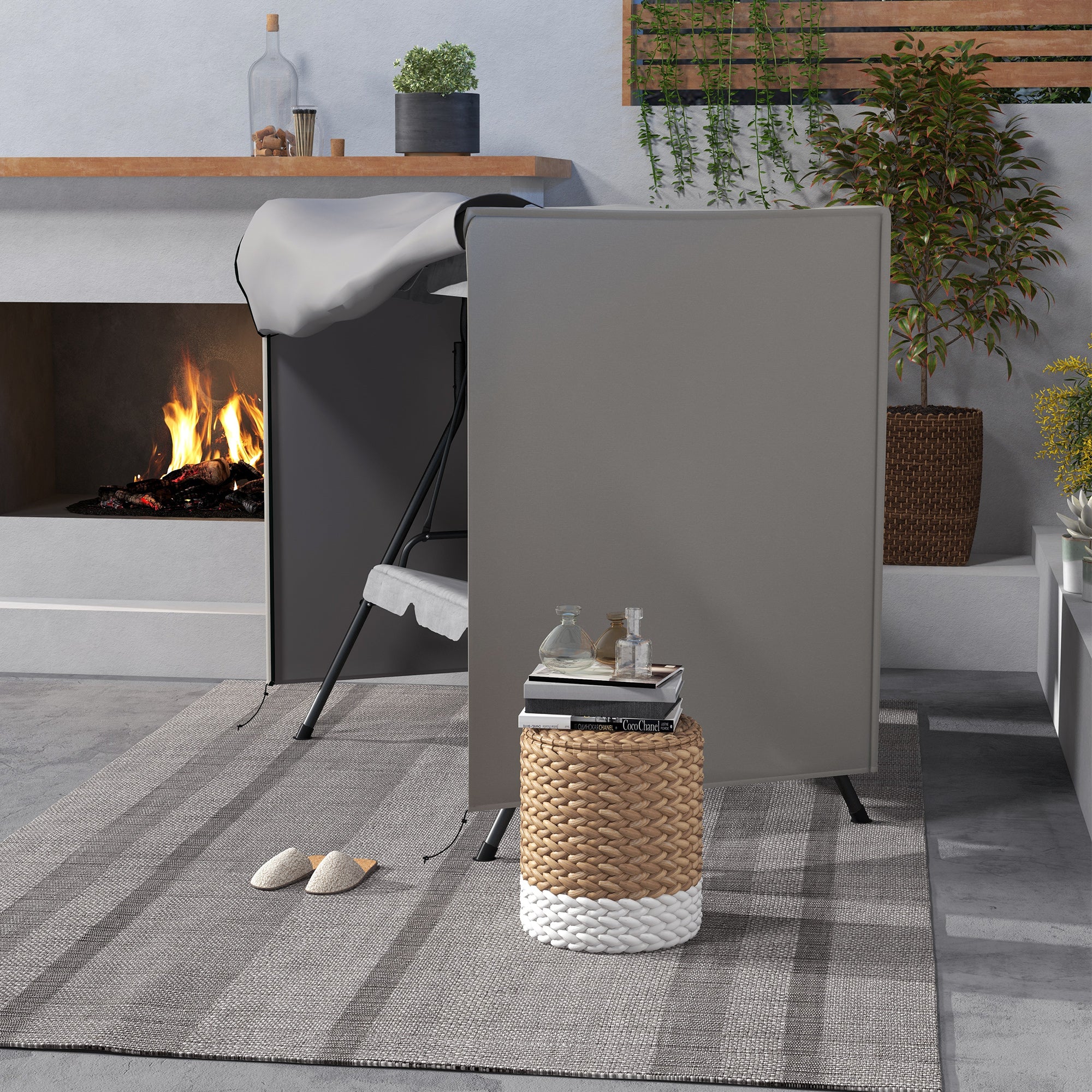Outsunny 152 x 177cm Three-Seater Swing Chair Protective Cover Light Grey - North Peak Garden Furniture