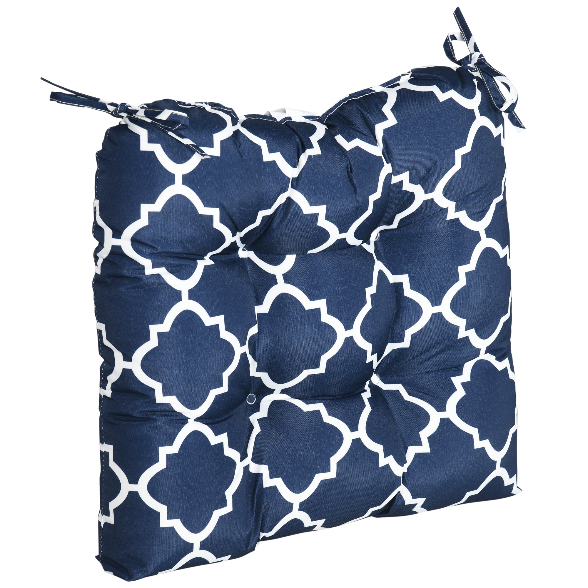 Outsunny Set of Two Patterned Outdoor Seat Cushions - Blue/White - North Peak Garden Furniture