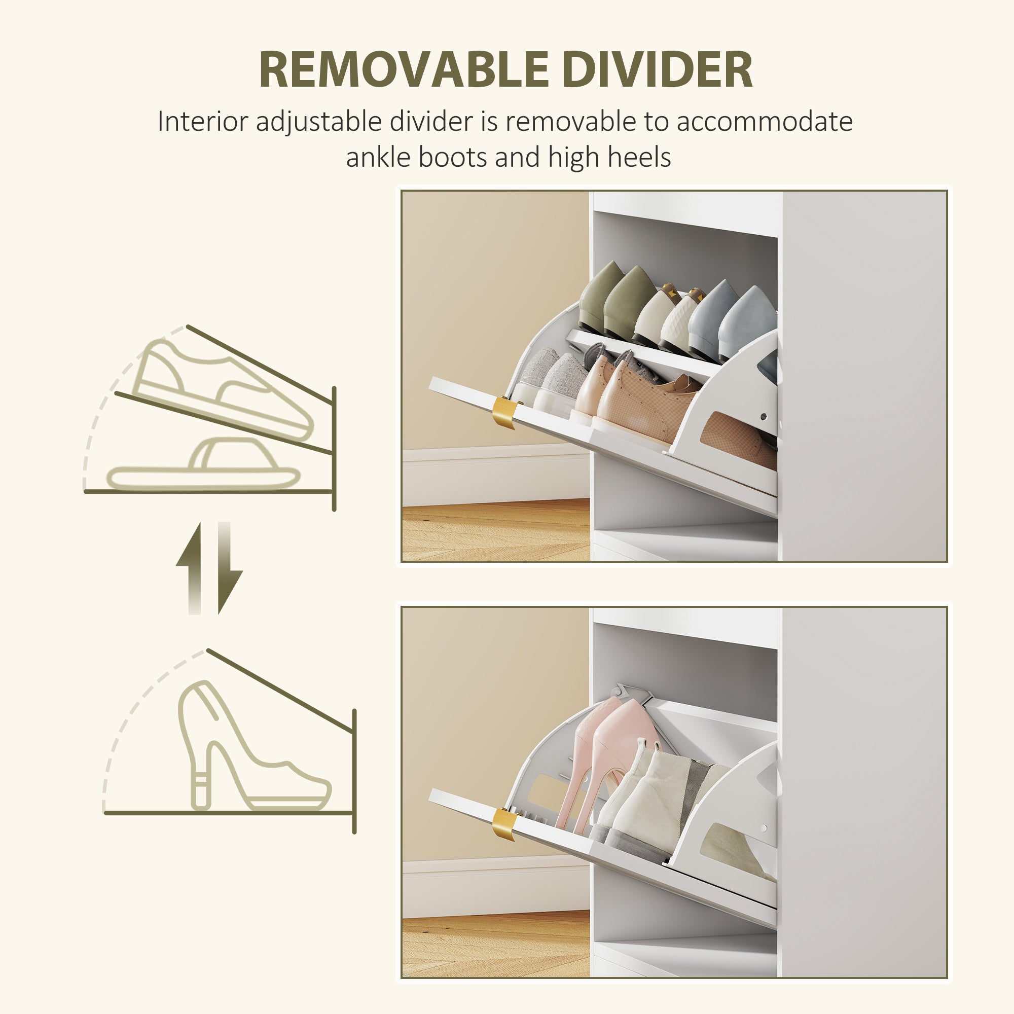 HOMCOM Shoe Storage with Seat, Upholstered Entryway Bench, Shoe Bench with 1 Flip Drawer and 4 Vents for 5 Pairs of Shoes