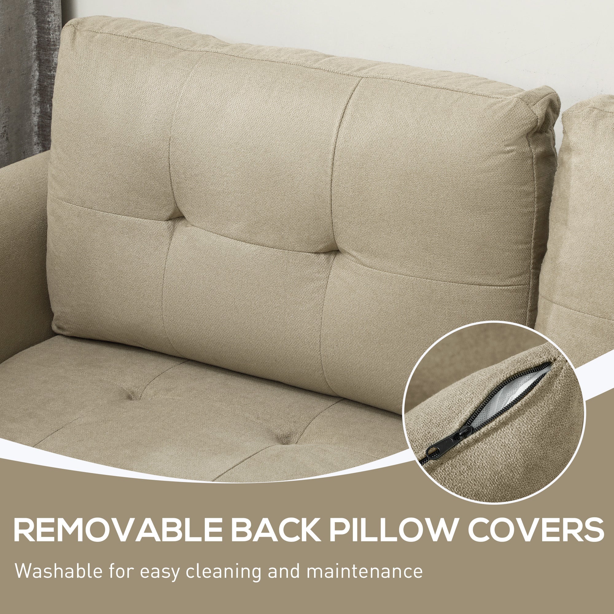 HOMCOM 'L' Shape Modular Storage Sofa - Light Brown - North Peak Garden Furniture
