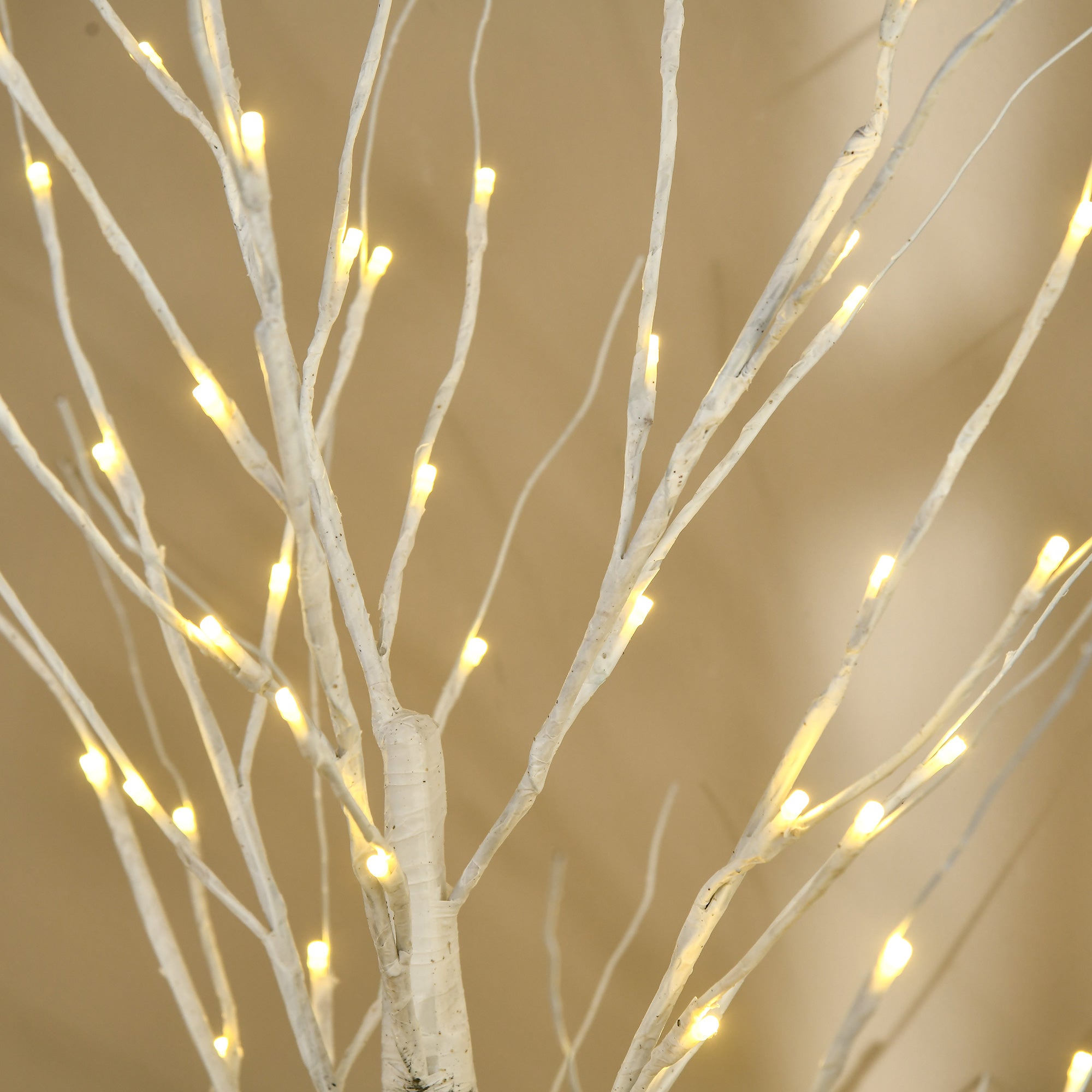 HOMCOM 5ft Artificial White Birch Tree Light with Warm White Pre-Lit LED Light for Indoor and Covered Outdoor Use - North Peak Garden Furniture