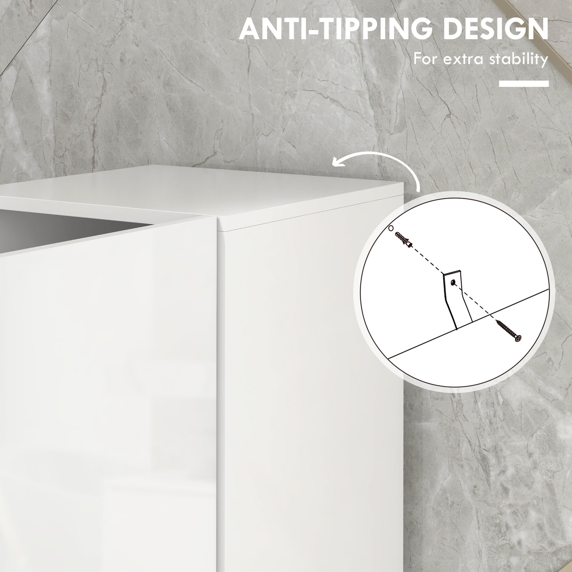 kleankin Multi-Storage Slim Bathroom Cabinet - High Gloss White - North Peak Garden Furniture