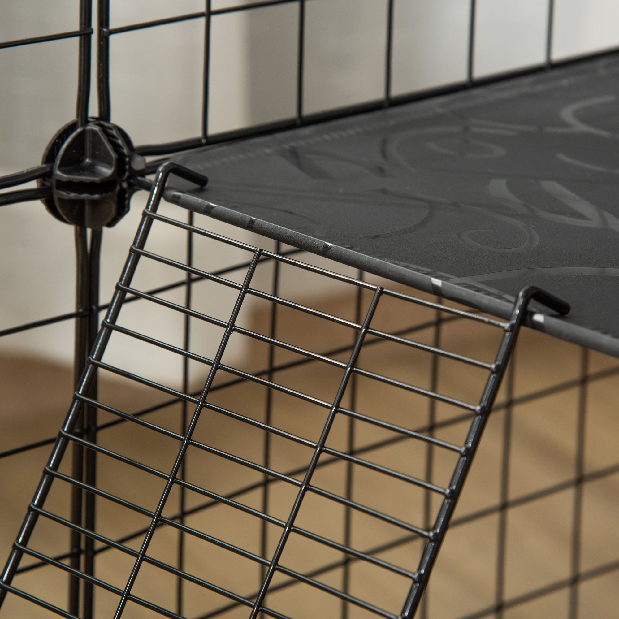 PawHut Pet Playpen w/ Door Customisable Fence for Guinea Pigs Chinchillas Hedgehogs - Black - North Peak Garden Furniture