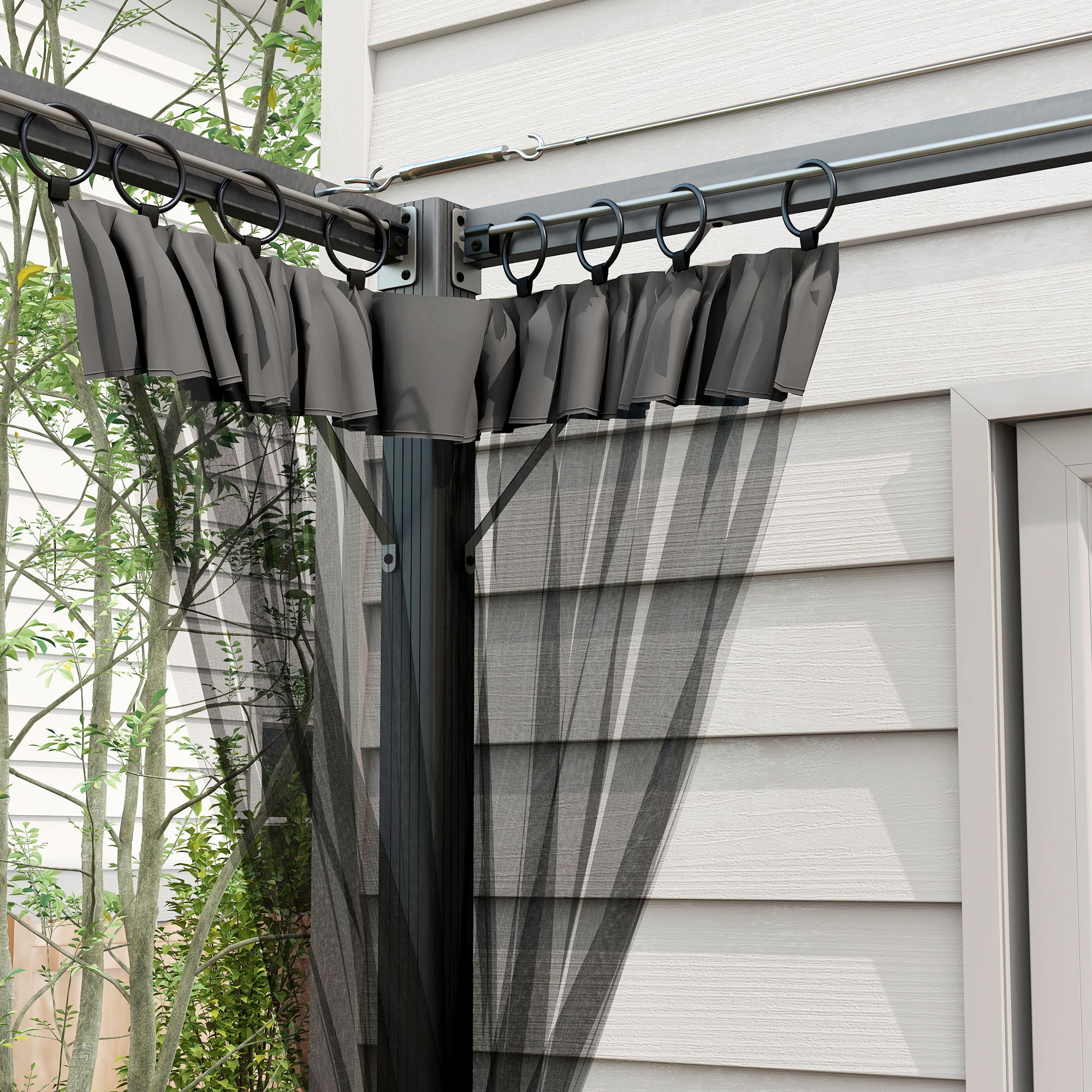 Outsunny 3 x 3m Aluminium Frame Pergola, with Retractable Roof - Dark Grey - North Peak Garden Furniture