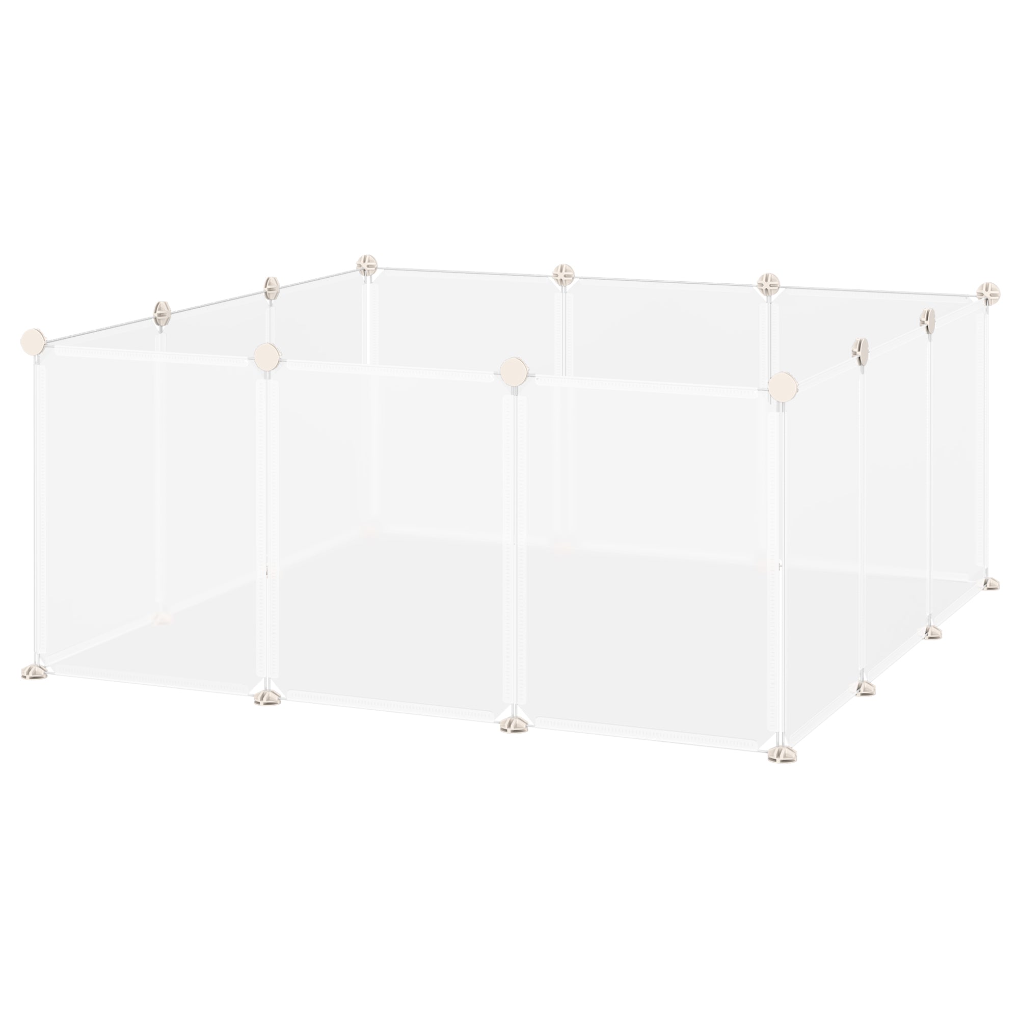 PawHut Pet Playpen DIY Small Animal Cage Open Enclosure Portable Plastic Fence 12 Panels for Hedgehog Bunny Chinchilla Guinea Pig White