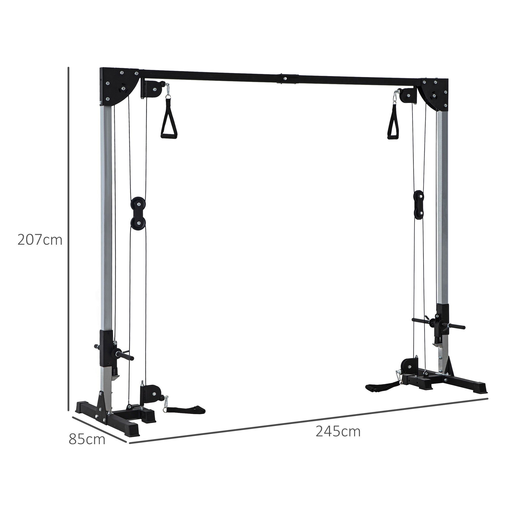 SPORTNOW Multi Home Gyms with Cable Pulley System, Cable Crossover Machine with 4 Handles for Full Body Strength Training, Power Rack for Home Workout, Black - North Peak Garden Furniture