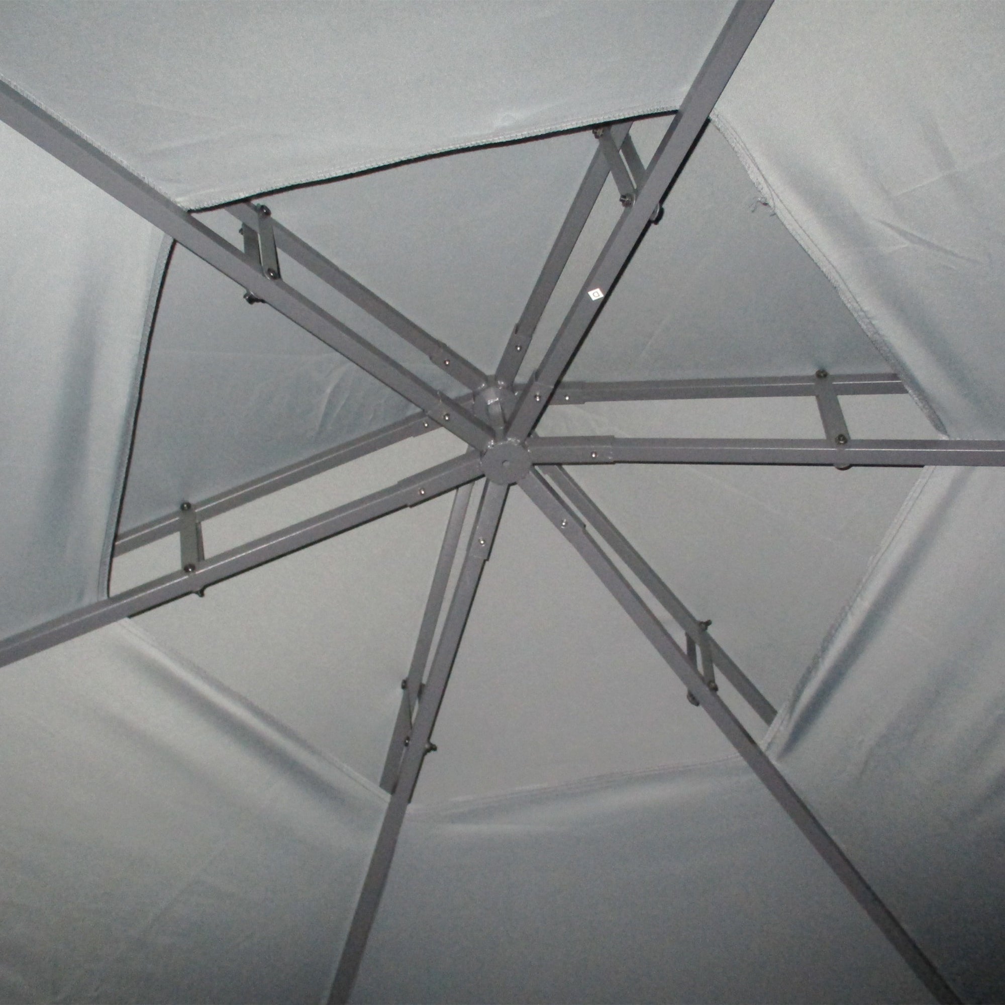 Outsunny 3 x 3(m) Hexagon Gazebo Patio Canopy Party Tent Outdoor Garden Shelter w/ 2 Tier Roof & Side Panel - Grey - North Peak Garden Furniture