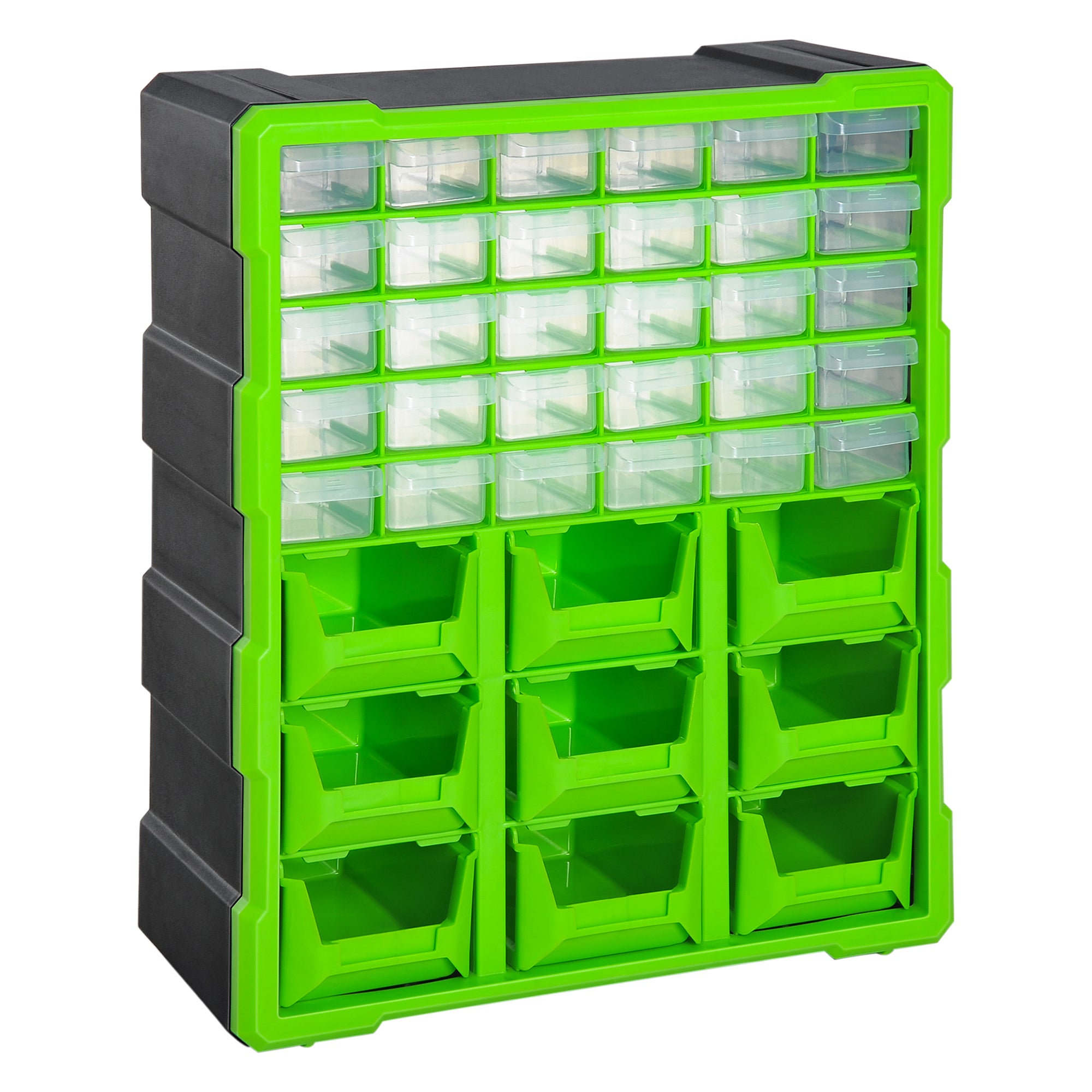 DURHAND Plastic 39 Drawer Parts Organiser Wall Mount Storage Cabinet Garage Small Nuts Bolts Tool Clear - North Peak Garden Furniture