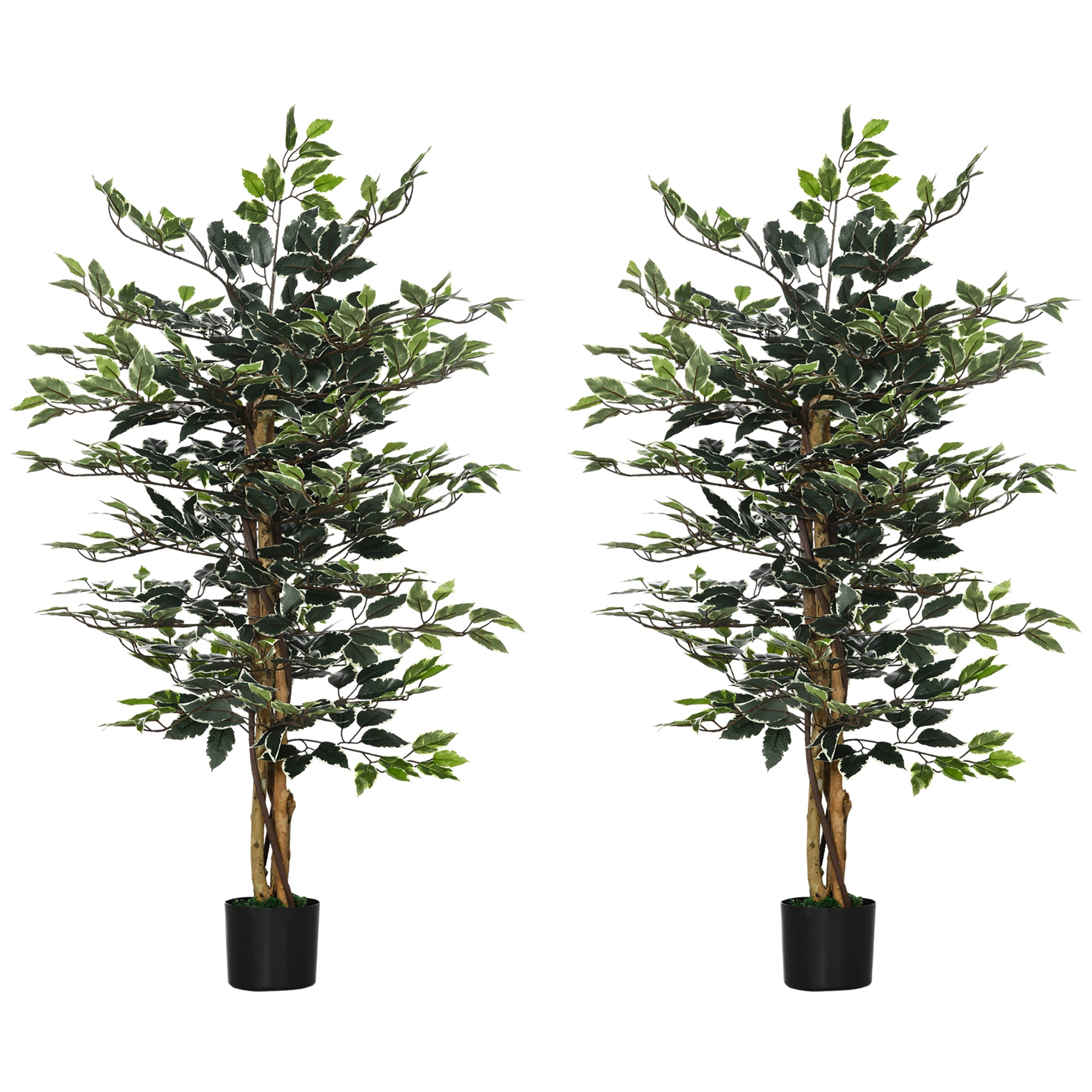 HOMCOM Set of Two Artificial Ficus Trees - North Peak Garden Furniture
