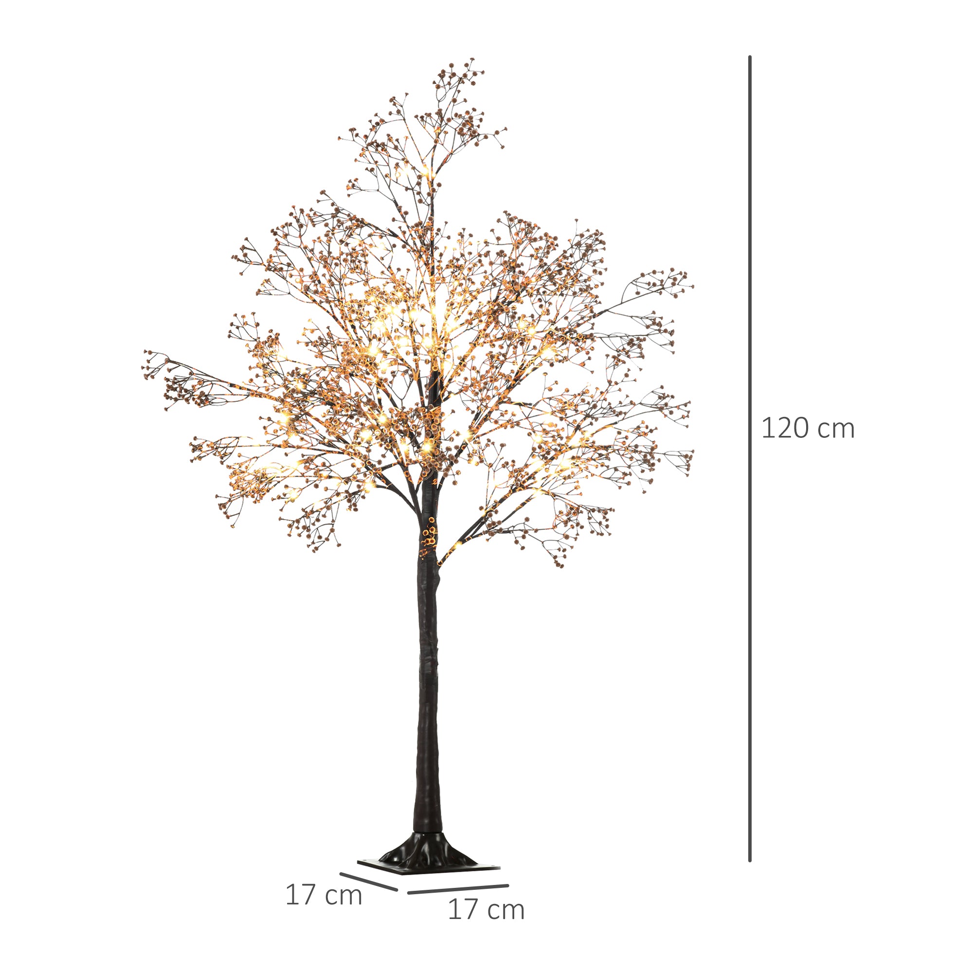 HOMCOM 4ft Artificial Gypsophila Blossom Tree Light with 72 Warm White LED Light, Baby Breath Flowers for Home Party Wedding, Indoor and Outdoor Use - North Peak Garden Furniture