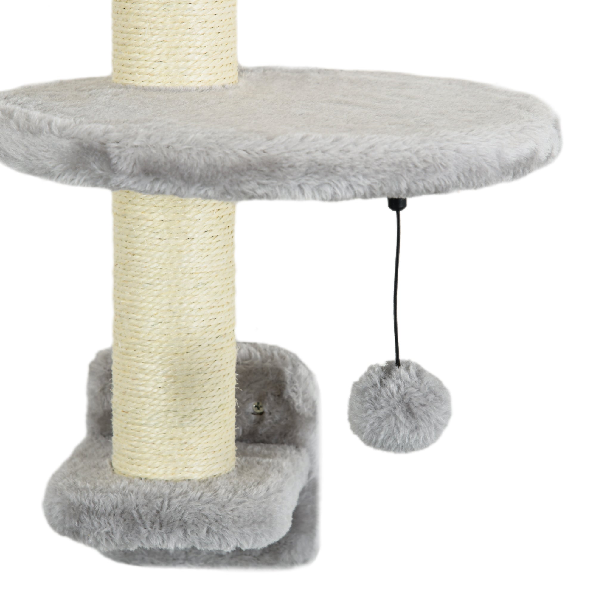 PawHut Three-Piece Wall-Mounted Cat Shelves, with Hammock, Ladder, Platforms, Scratching Post - Grey - North Peak Garden Furniture