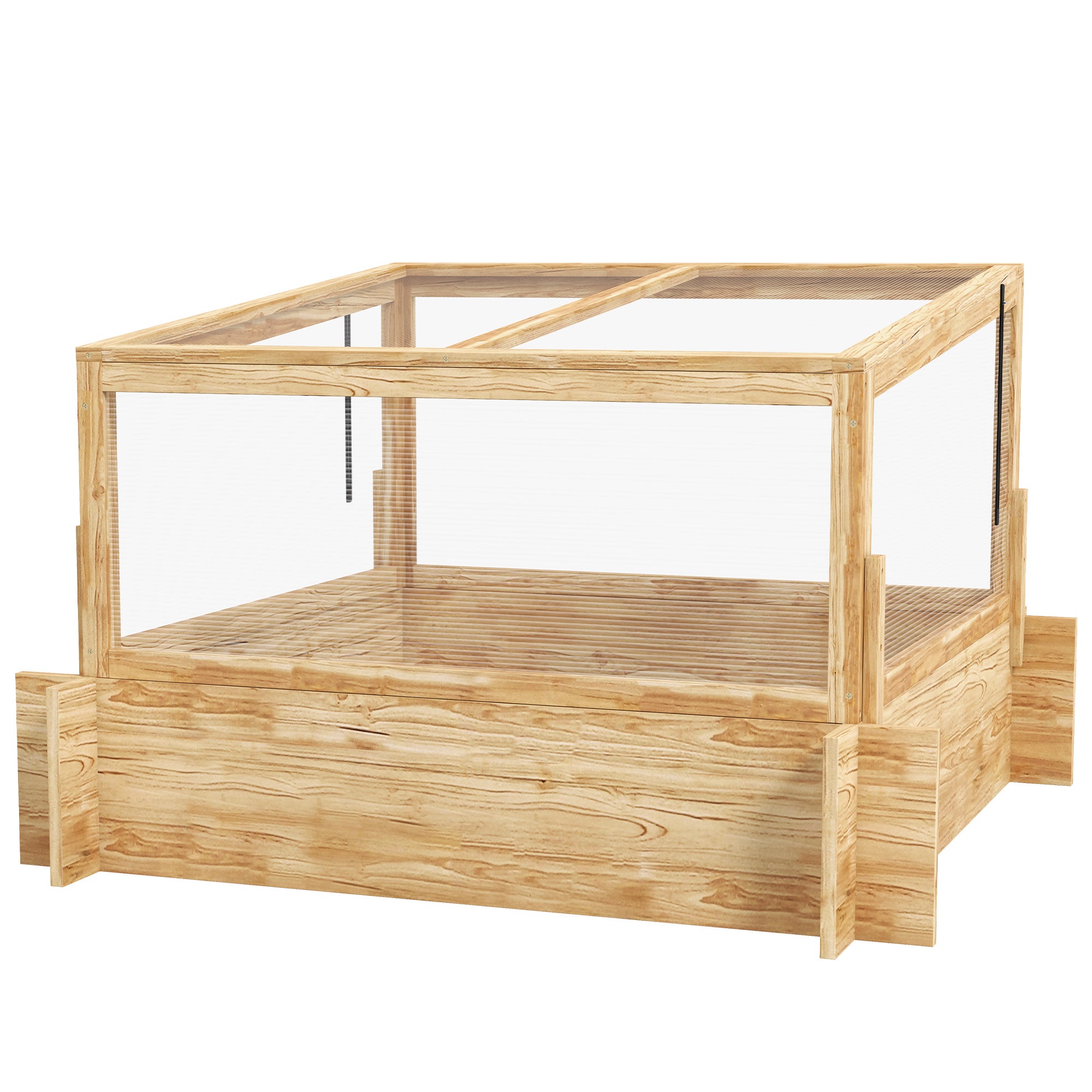 Outsunny 2-In-1 Wooden Greenhouse Planter Box - Natural