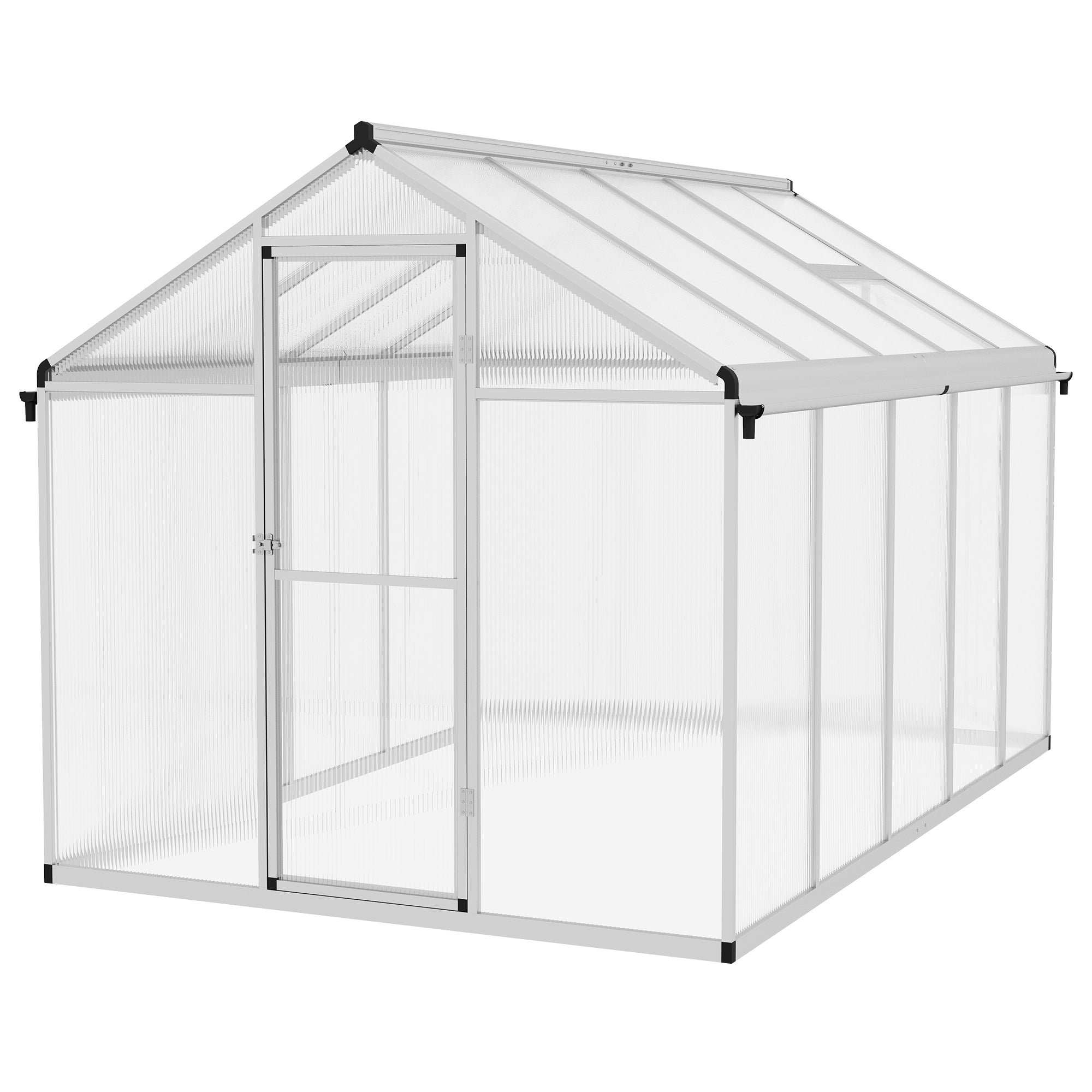 Outsunny 10 x 6ft Aluminium Frame Walk-In Greenhouse, with Foundation - North Peak Garden Furniture