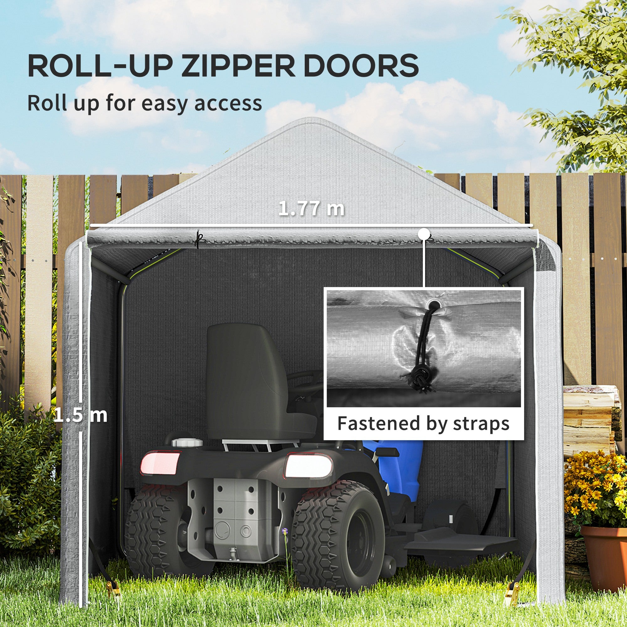Outsunny 2 x 2m Garden Fabric Storage Tent - Grey - North Peak Garden Furniture