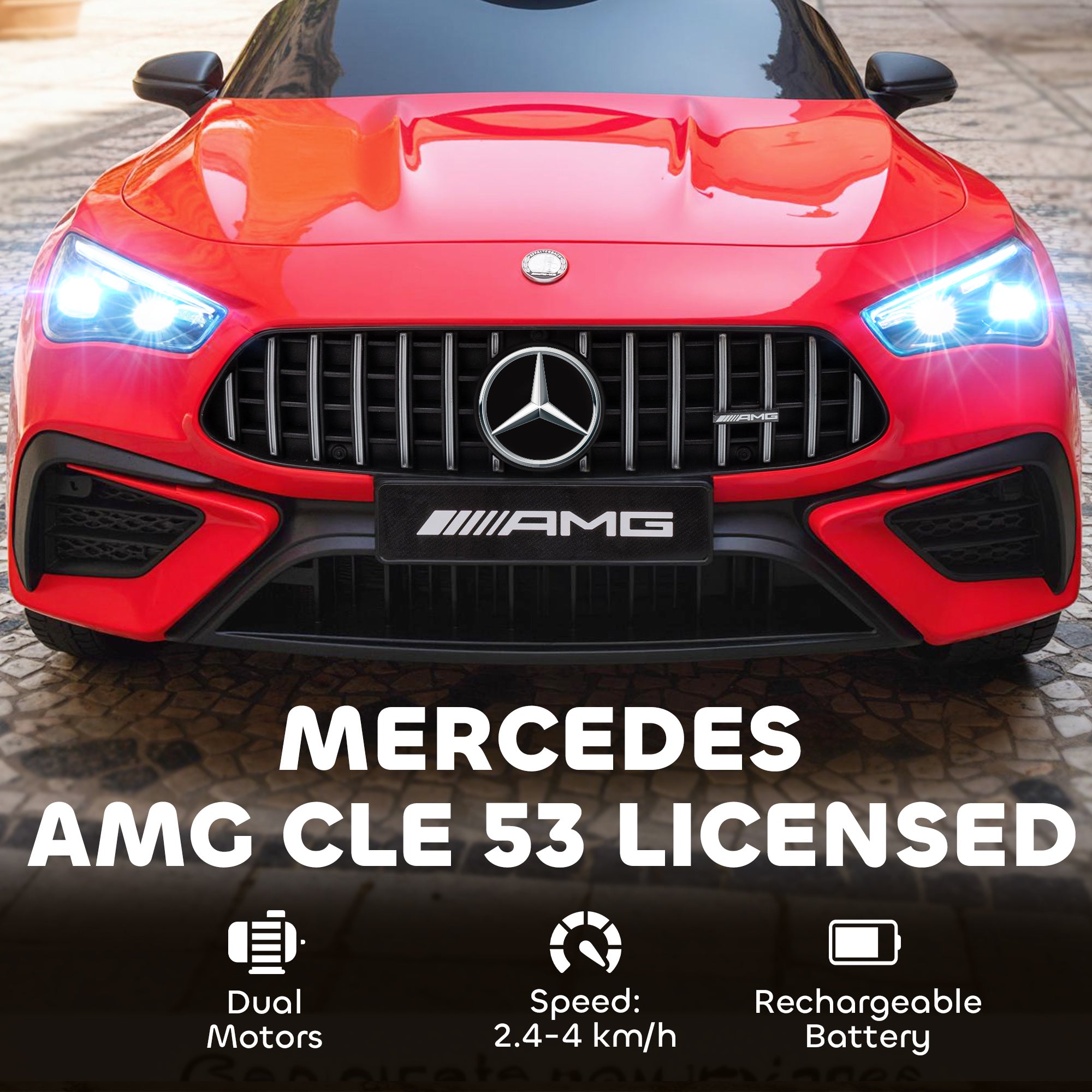 AIYAPLAY Licensed Mercedes AMG Kids Electric Car, 12V Ride On Car with Dual Motors, Remote Control for 3-6 Years, Red
