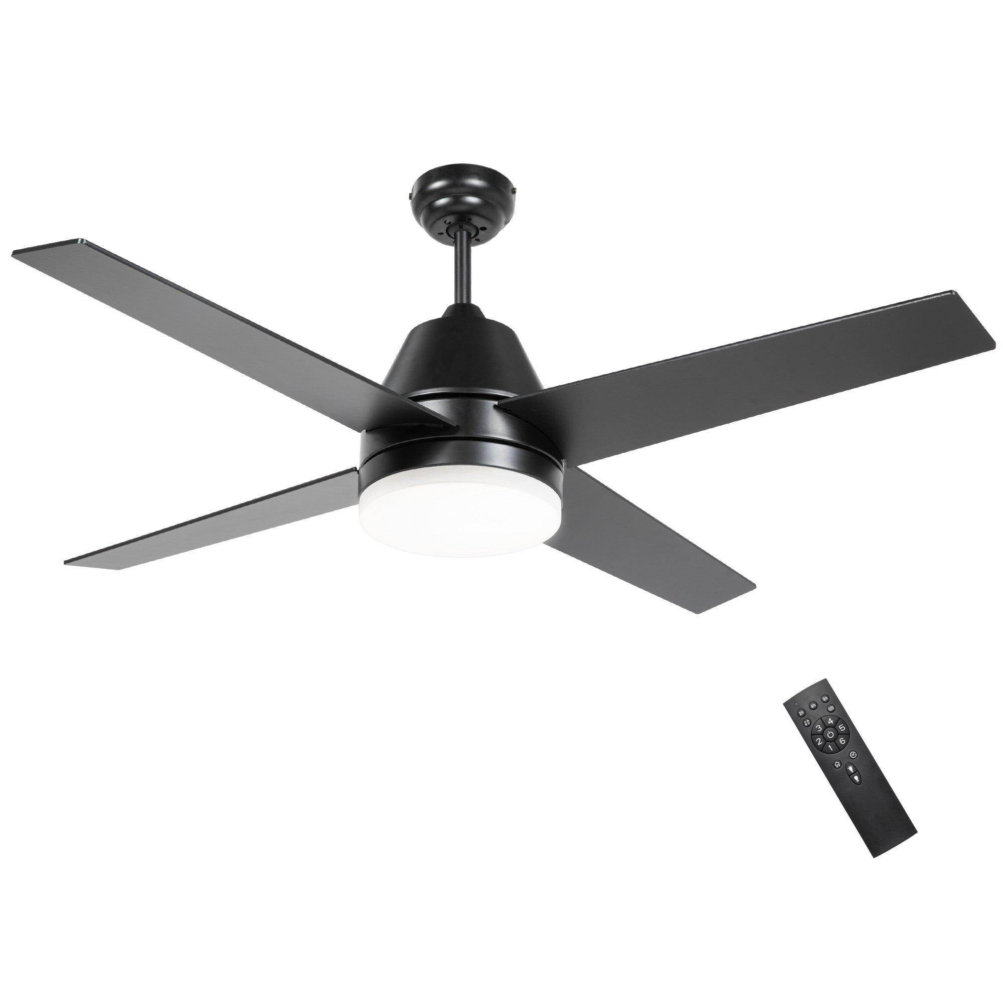 HOMCOM Ceiling Fan with LED Light, Flush Mount Ceiling Fan Lights with Reversible Blades, Remote, Black and Walnut Brown - North Peak Garden Furniture