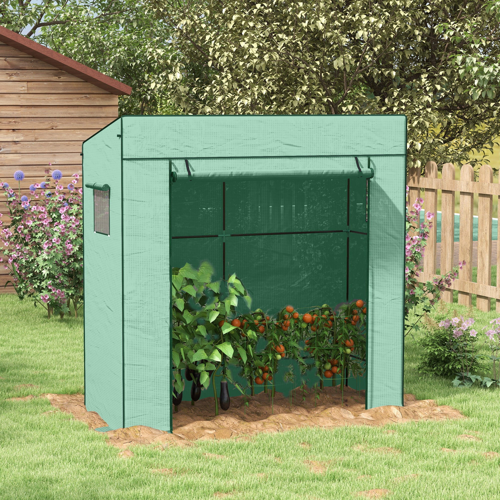 Outsunny 77 x 196cm Walk-In Greenhouse, with Accessories
