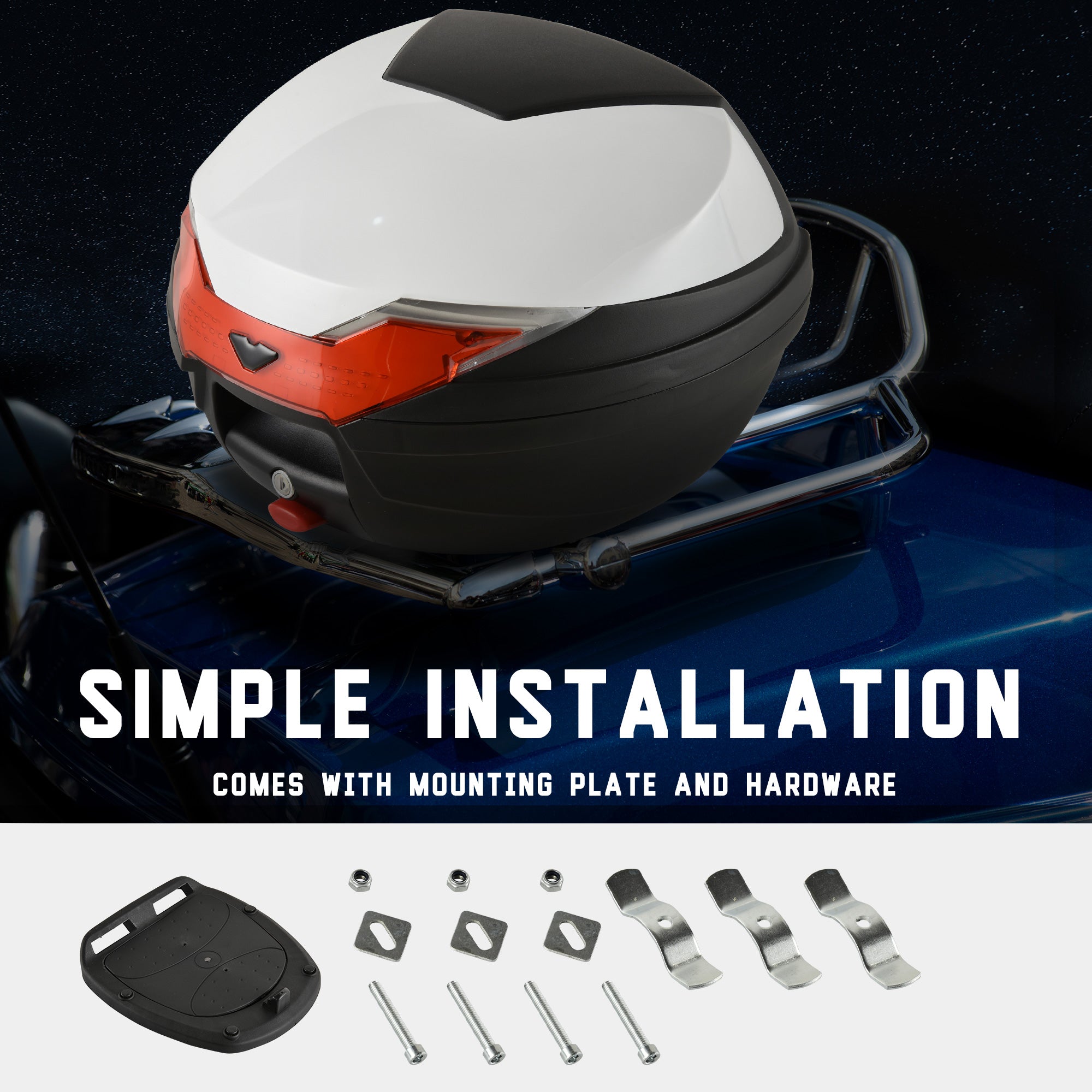 HOMCOM 32L Motorcycle Tail box Helmet Top Case Motorbike Luggage Storage Trunk Carrier Mount Rack - North Peak Garden Furniture