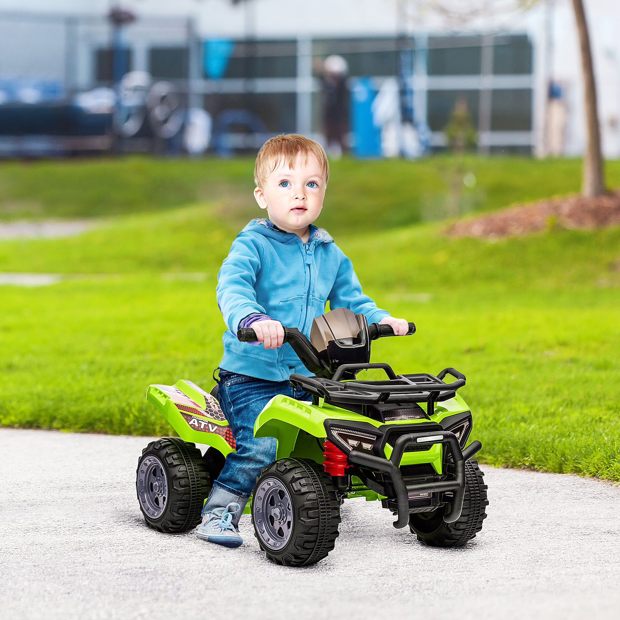 HOMCOM 6V Kids Electric Ride on Car Toddlers Quad Bike All Terrain Vehicle Toy With Music for 18-36 months Green - North Peak Garden Furniture