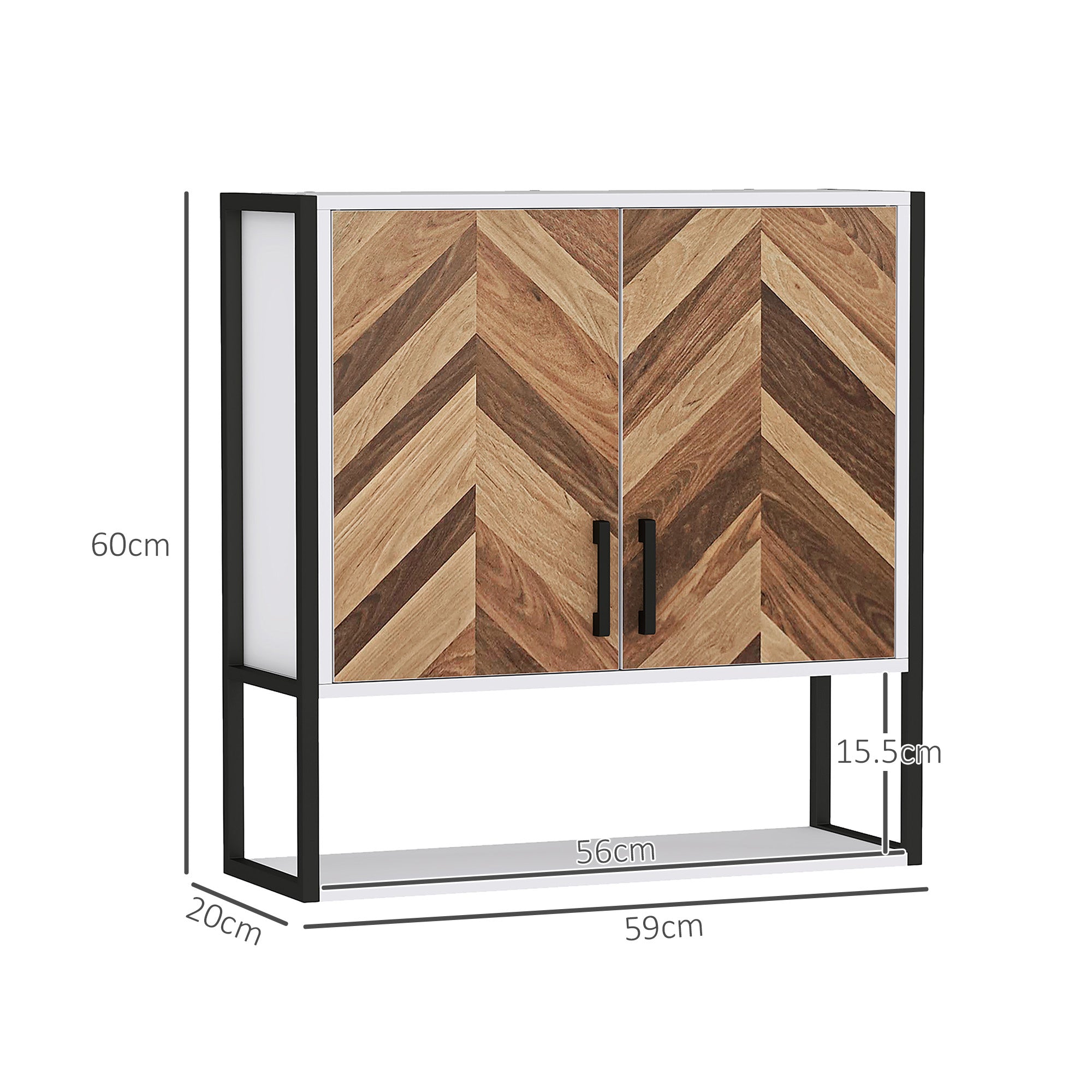 HOMCOM Bathroom Cabinet Wall Mounted, Bathroom Wall Cabinet Medicine Cabinet with 2 Doors, Adjustable Shelf, Walnut - North Peak Garden Furniture