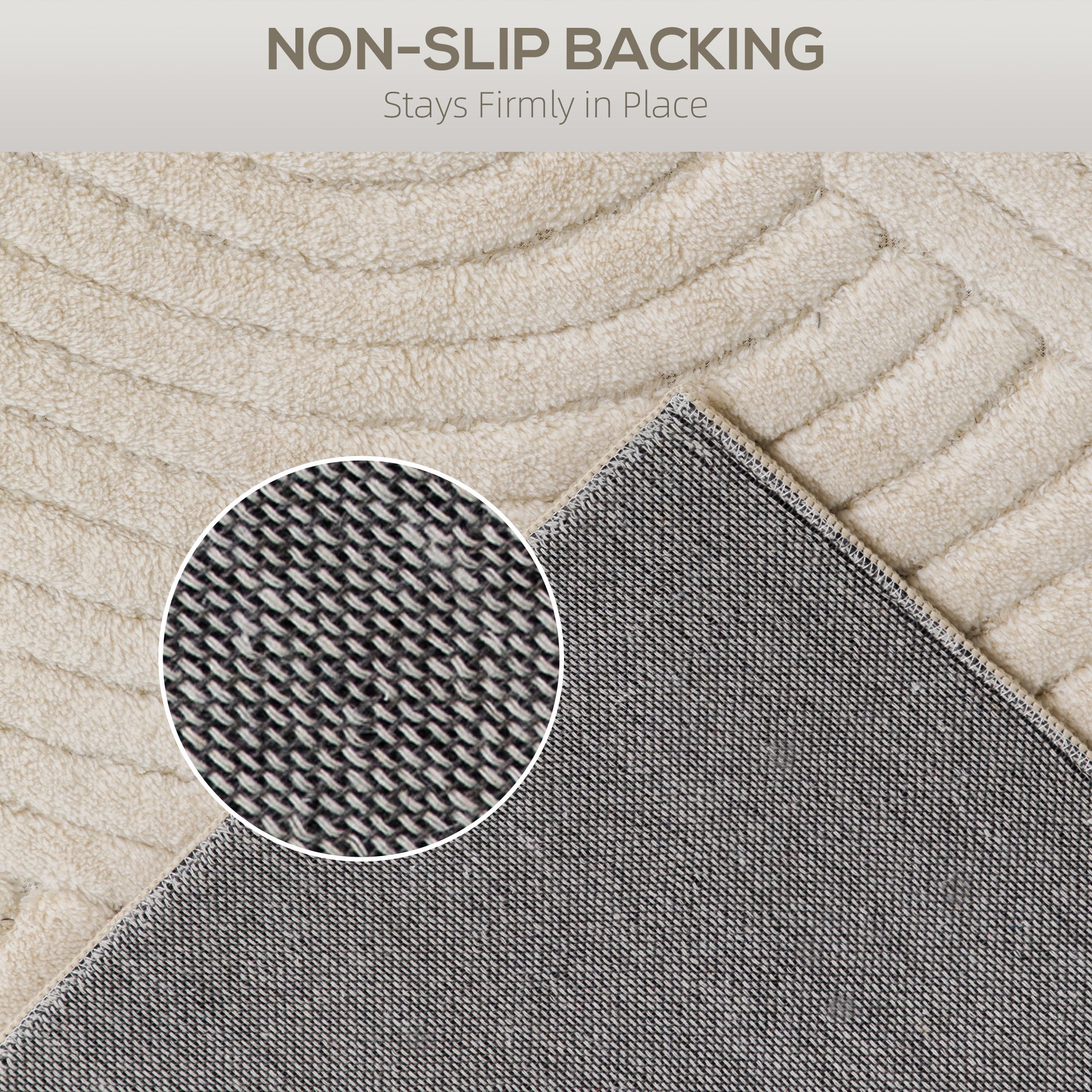 HOMCOM Modern Geometric Rug, Thick & Plush, Non-Slip, 160 x 120 cm – Cream, Living Room/Bedroom/Office