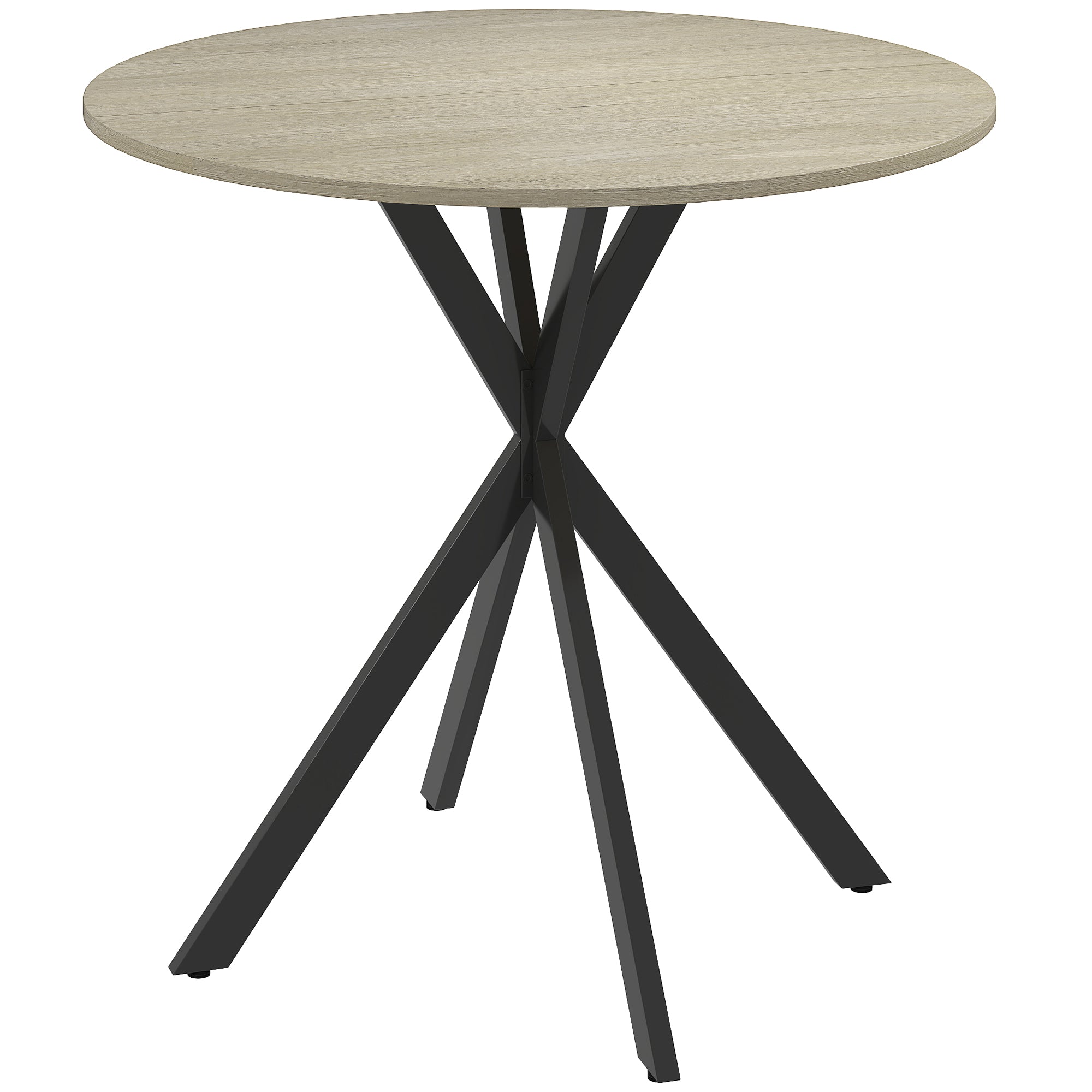 HOMCOM 80cm Industrial Round Dining Table - Oak - North Peak Garden Furniture