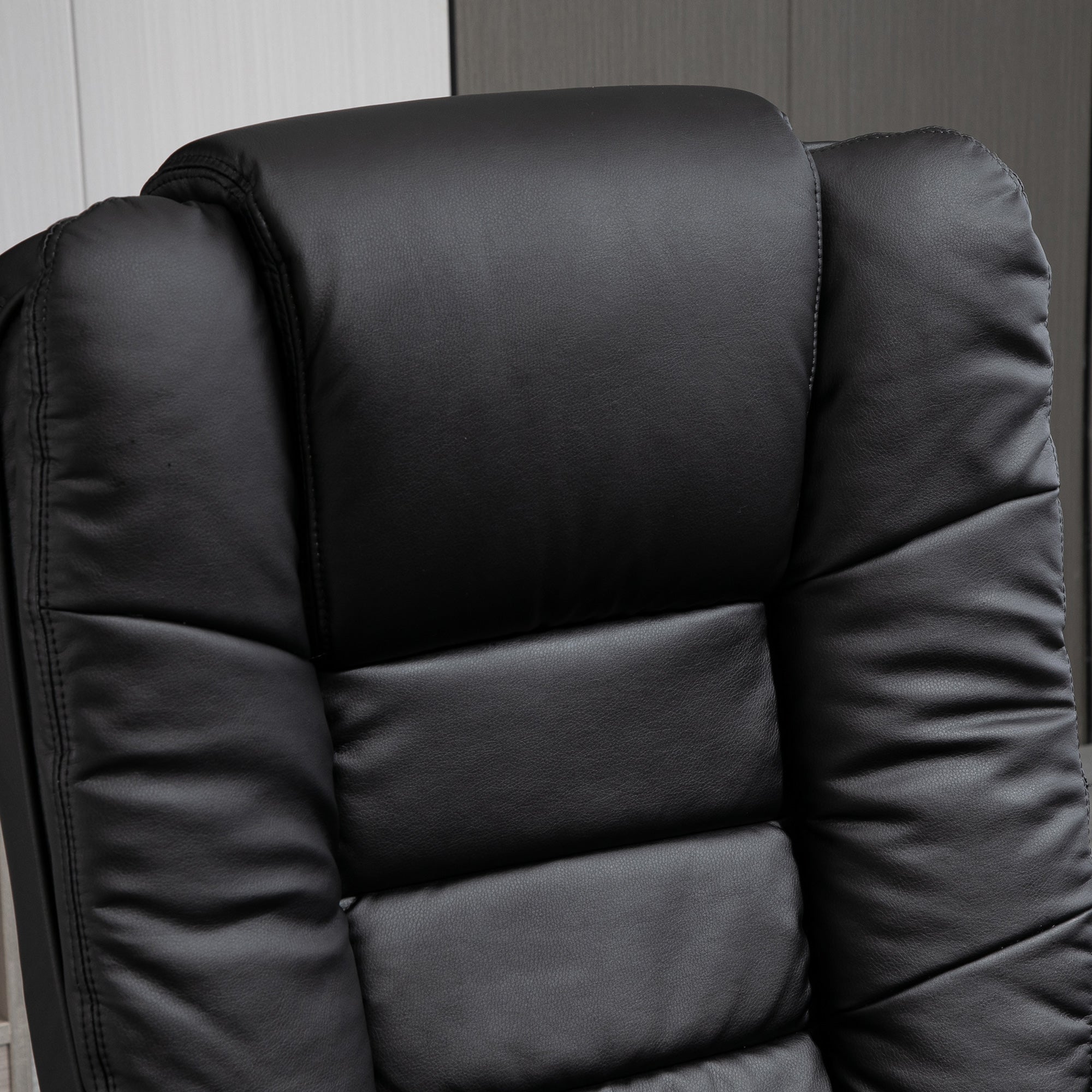 HOMCOM Manual Recliner and Footrest Set PU Leather Leisure Lounge Chair Armchair with Swivel Wood Base, Black - North Peak Garden Furniture