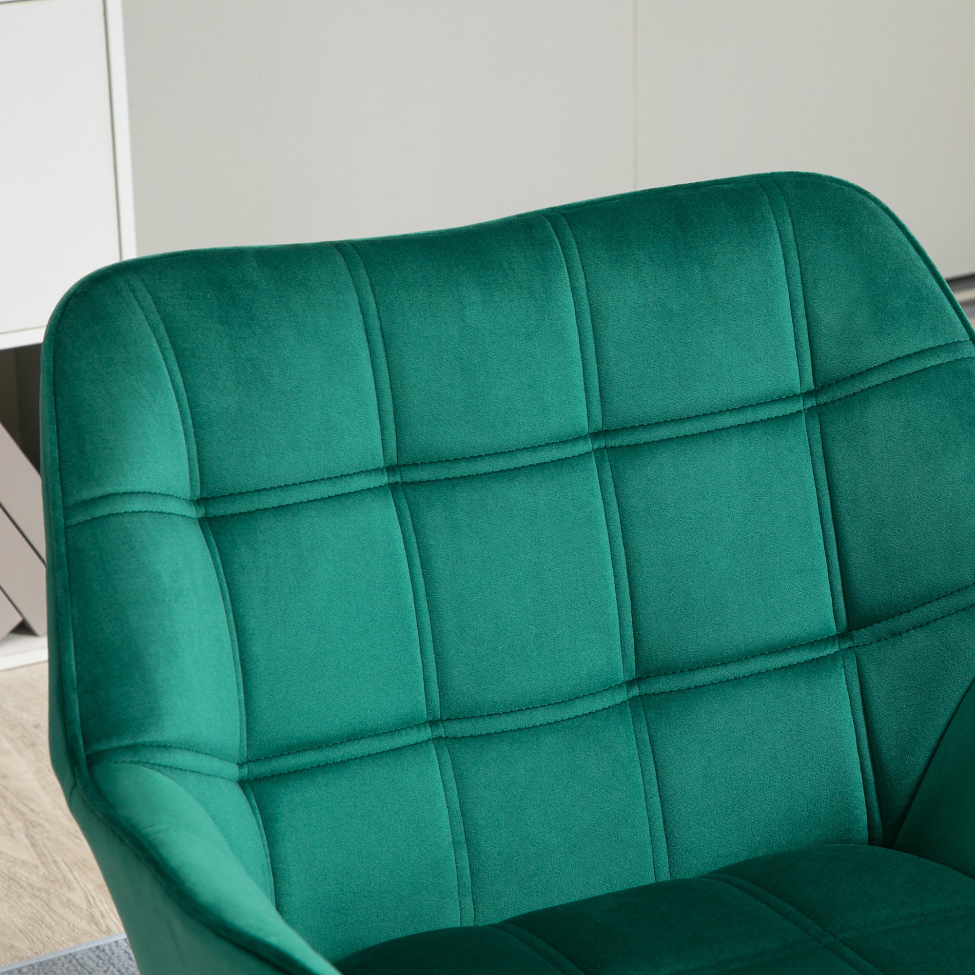 HOMCOM Armchair Accent Chair, Vanity Chair with Wide Arms, Slanted Back, Padding, Metal Frame, Wooden Legs, Home Bedroom Furniture Seating, Set of 2, Green - North Peak Garden Furniture