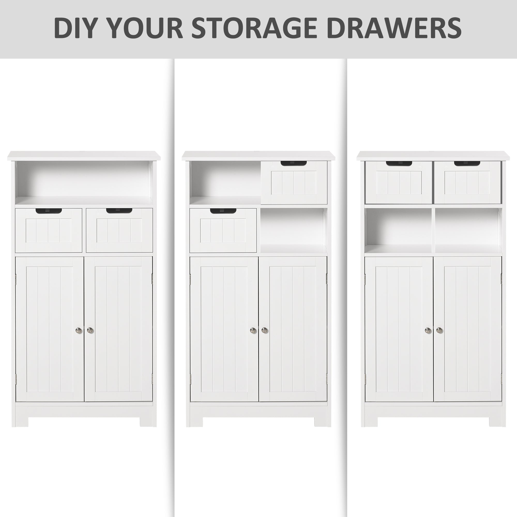 kleankin Bathroom Cabinet, Free Standing Bathroom Storage Cabinet with 2 Drawers and Adjustable Shelf, Small Bathroom Storage Unit, White - North Peak Garden Furniture