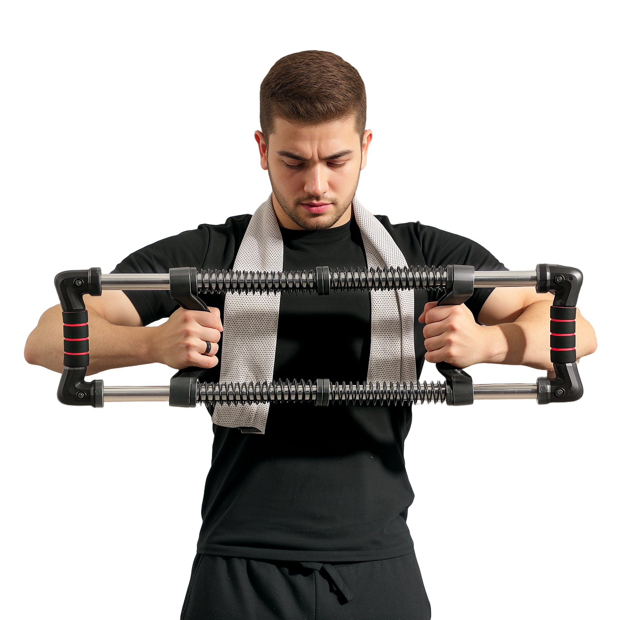 SPORTNOW Chest Expander, with 10-50kg Adjustable Resistance, for Home Gym, Office, Travel Workout