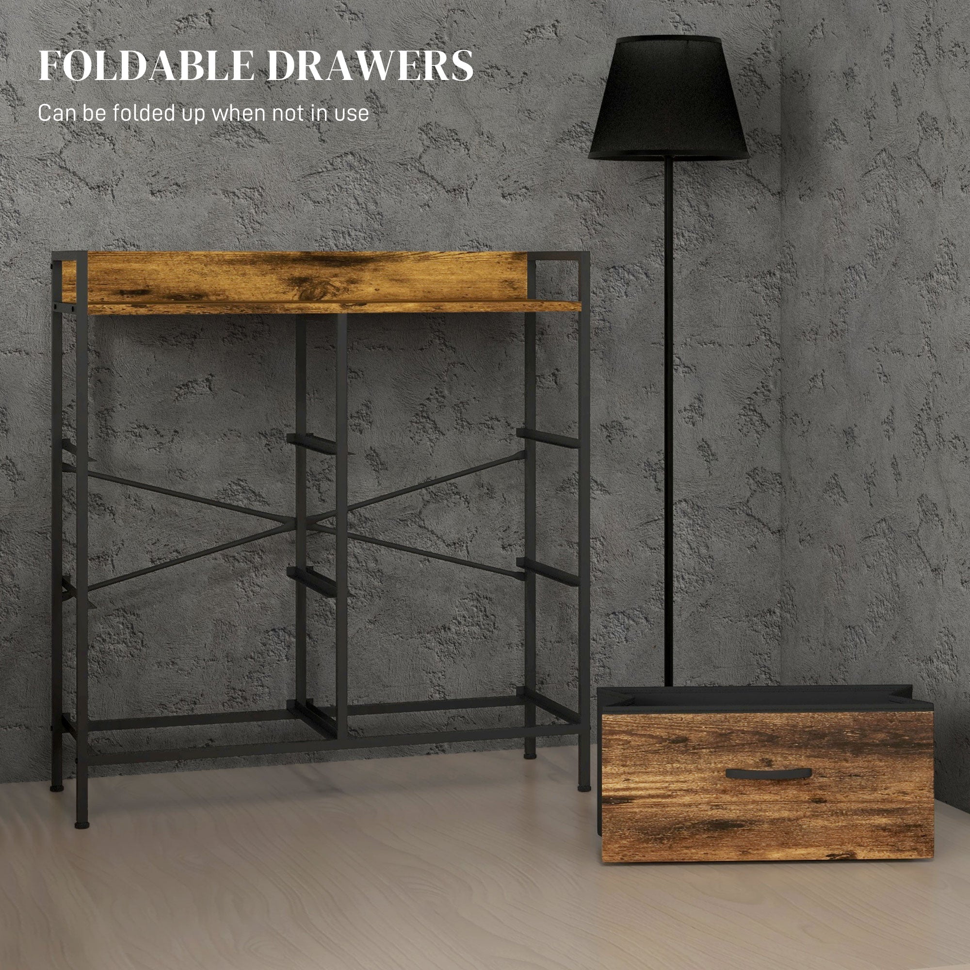 HOMCOM Rustic Chest of Six Fabric Drawers - Rustic Brown - North Peak Garden Furniture