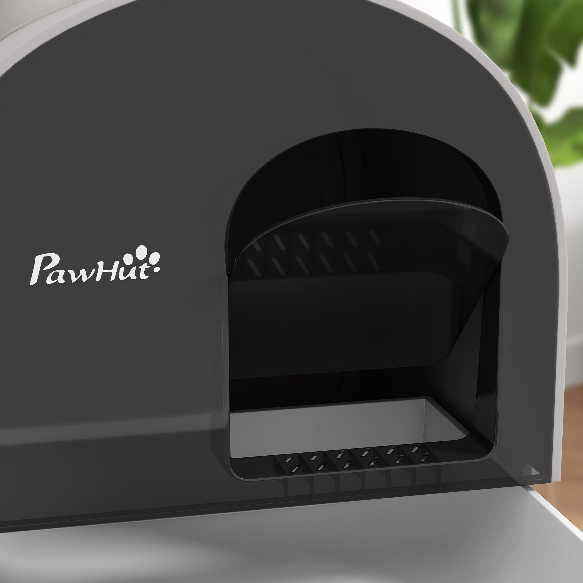 PawHut Hooded Cat Litter Box, Kitten Litter Tray, with Lid, Scoop, Filter, Flap Door, Light Grey - North Peak Garden Furniture