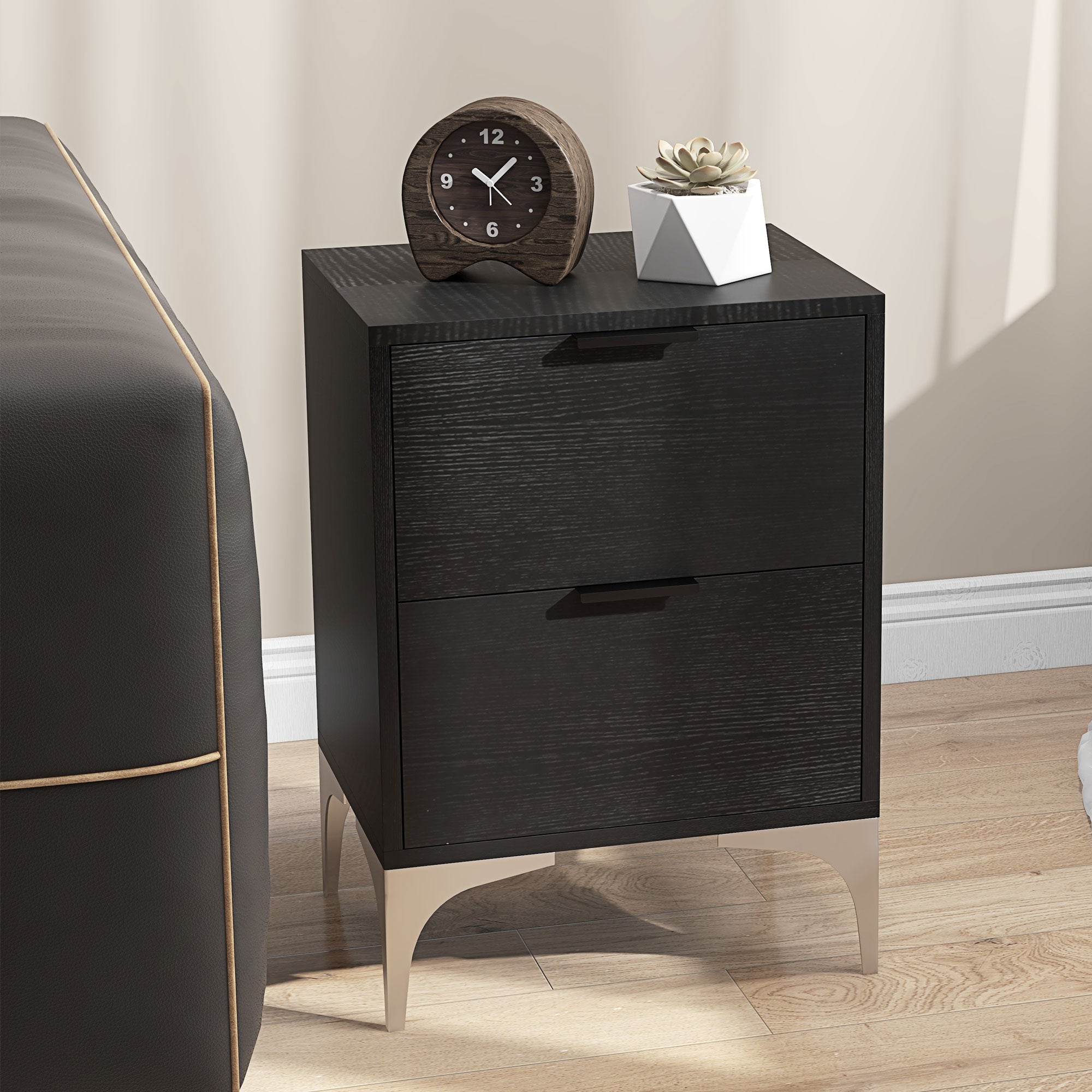 HOMCOM Set of Two Wood Effect Bedside Tables - North Peak Garden Furniture