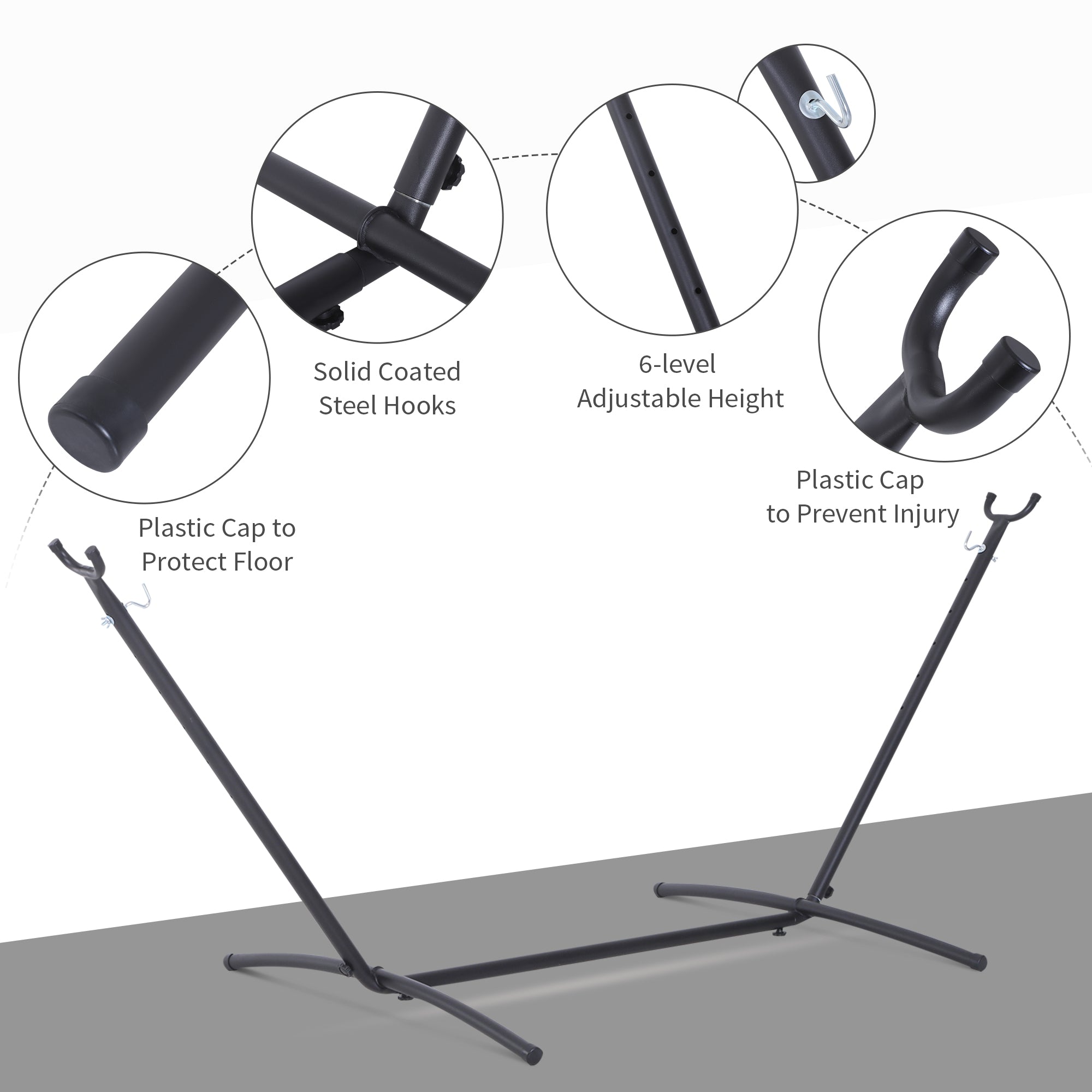 Outsunny Hammock Stand: Sturdy Metal Frame for Outdoor Relaxation, Garden Camping Picnic Companion, 2.86m, Stand Only