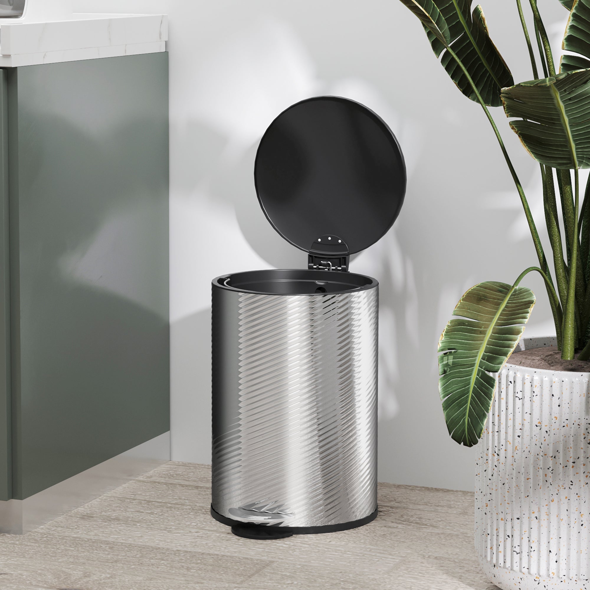 HOMCOM 20L Stainless Steel Compact Home Bin - North Peak Garden Furniture
