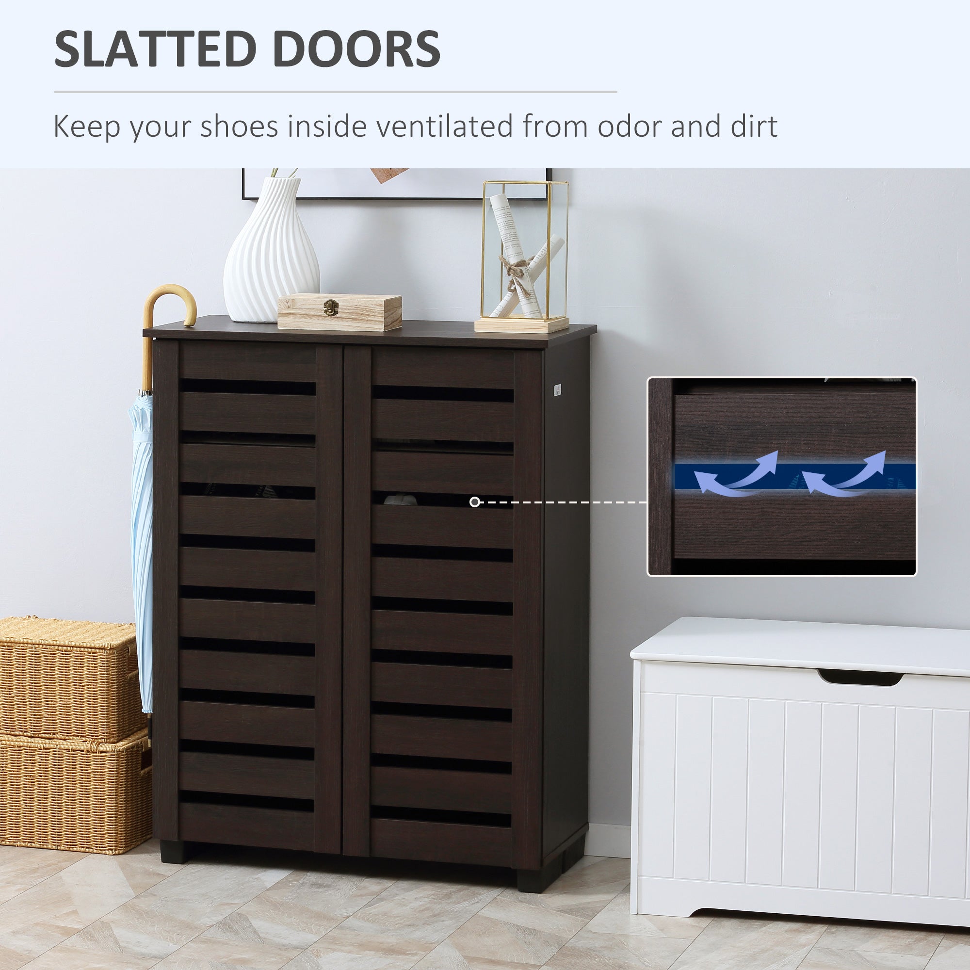 HOMCOM 15 Shoe Storage Cabinet - Wood-Effect - North Peak Garden Furniture