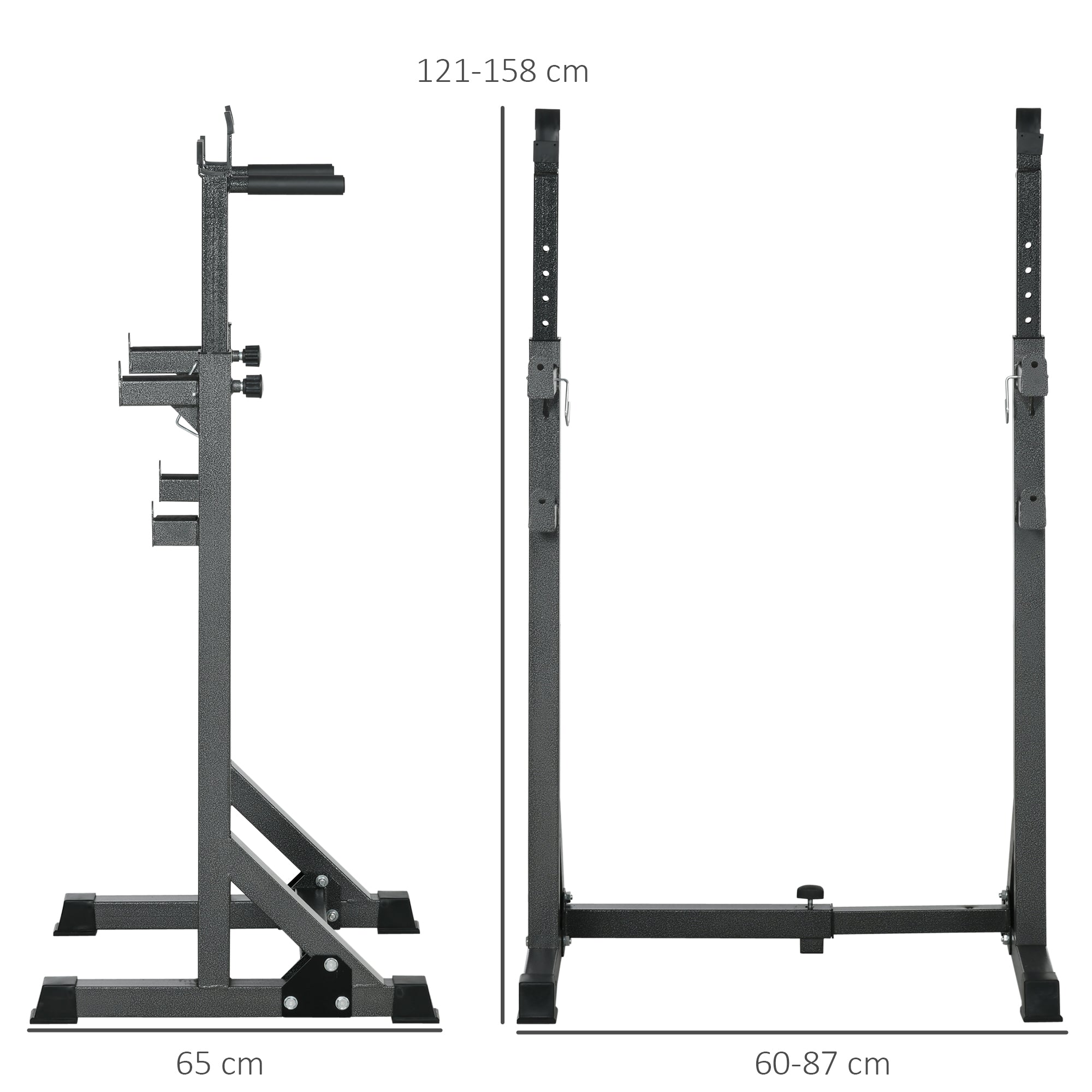SPORTNOW Heavy Duty Barbell Squat Rack, Adjustable and Multifunctional Weight Power Stand, for Home, Gym - Black - North Peak Garden Furniture