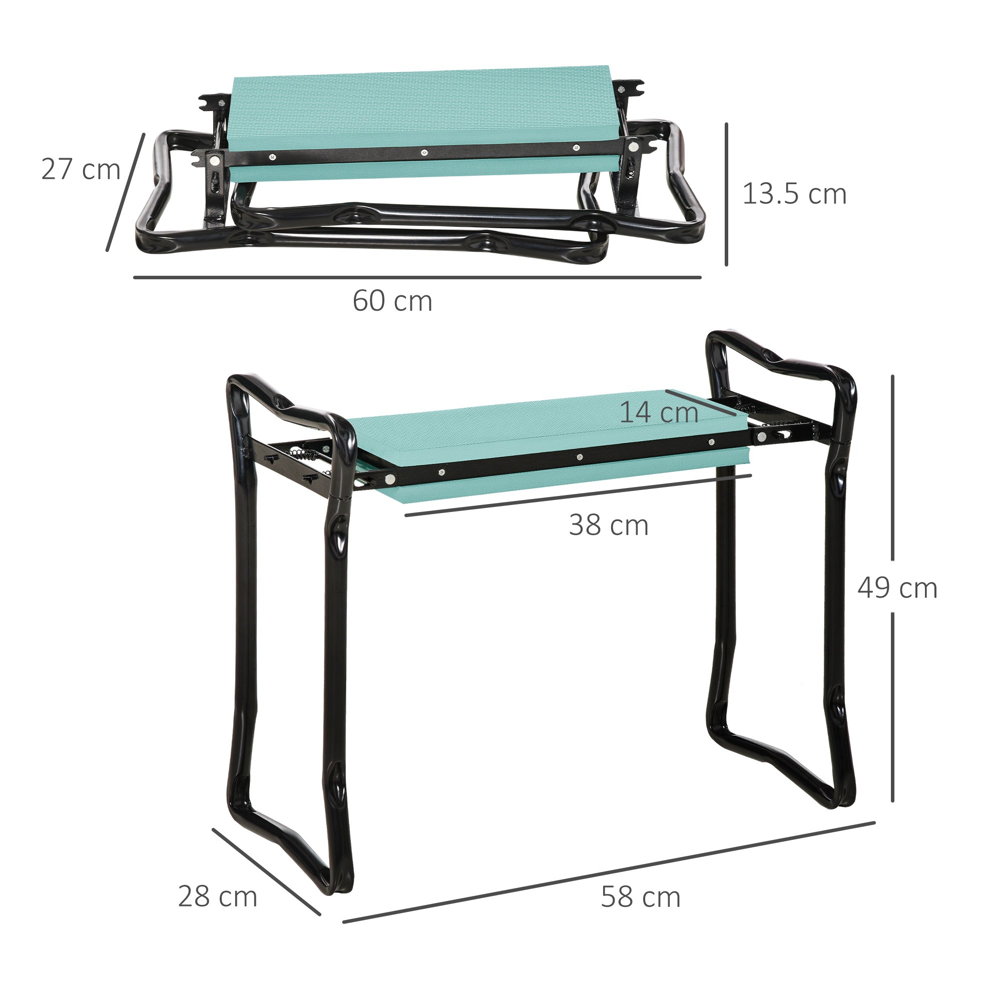 Outsunny 2-in-1 Garden Kneeler Seat Kneeling Pad Support Bench Foldable Knee Protector - Green - North Peak Garden Furniture