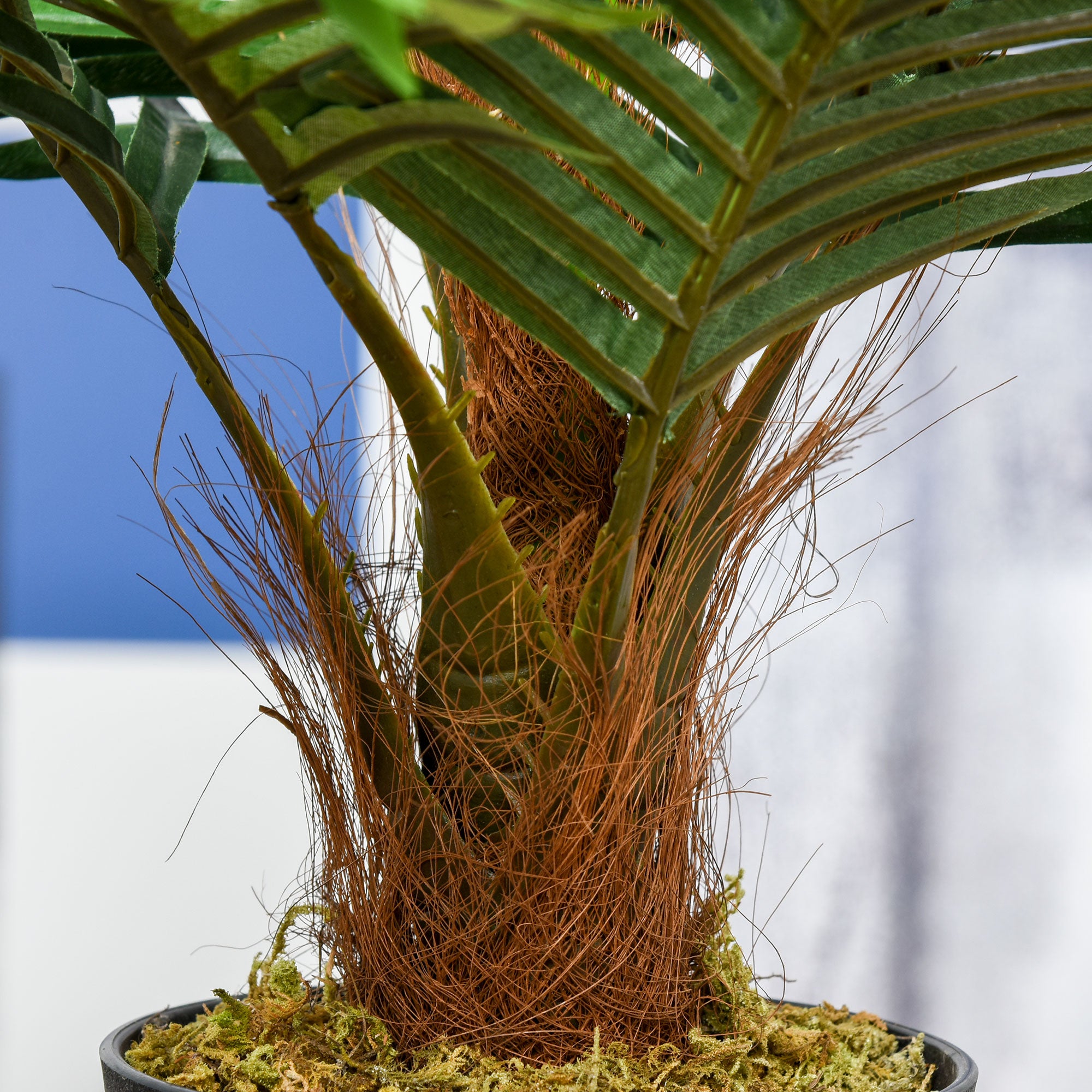 Outsunny 60cm/2FT Artificial Palm Tree Decorative Plant 8 Leaves with Nursery Pot, Fake Tropical Tree for Indoor Outdoor Décor - North Peak Garden Furniture