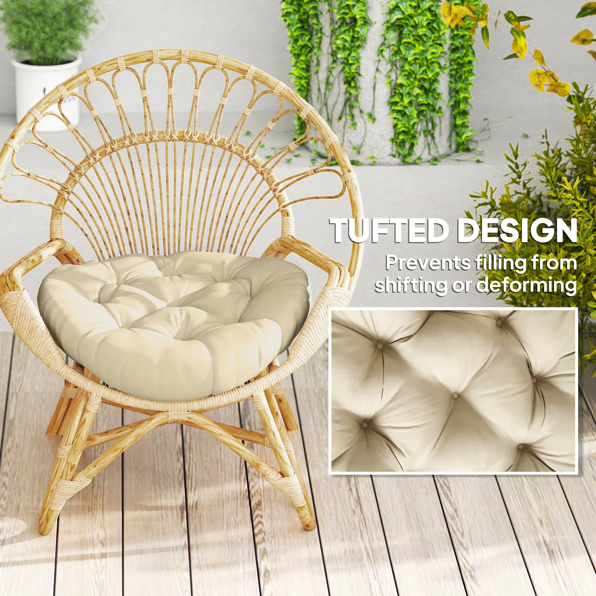 Outsunny Set of Two Φ60cm Outdoor Cushions - Beige - North Peak Garden Furniture