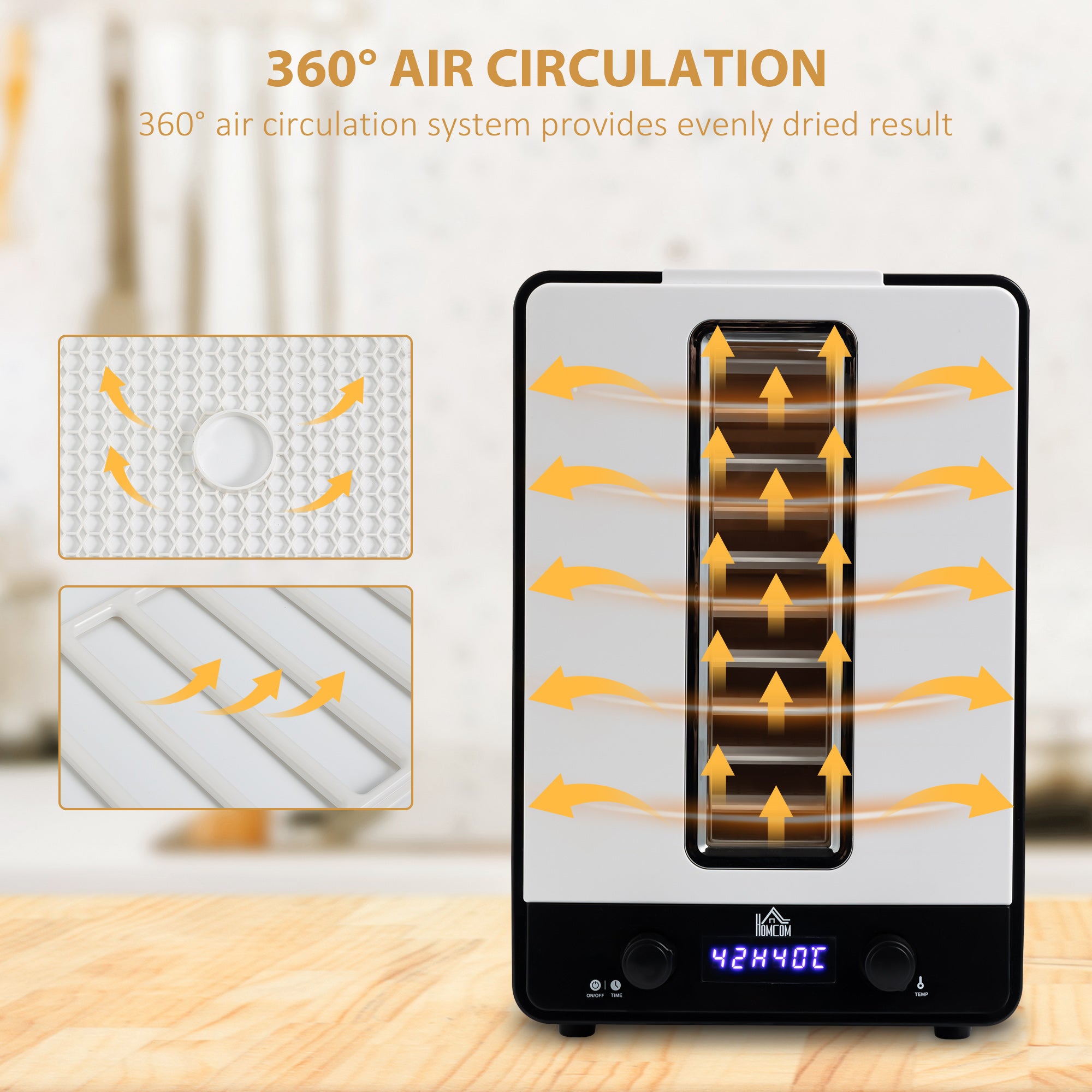 HOMCOM 11-Tray Food Dehydrator, 40-70℃ Temperature and Timer - North Peak Garden Furniture