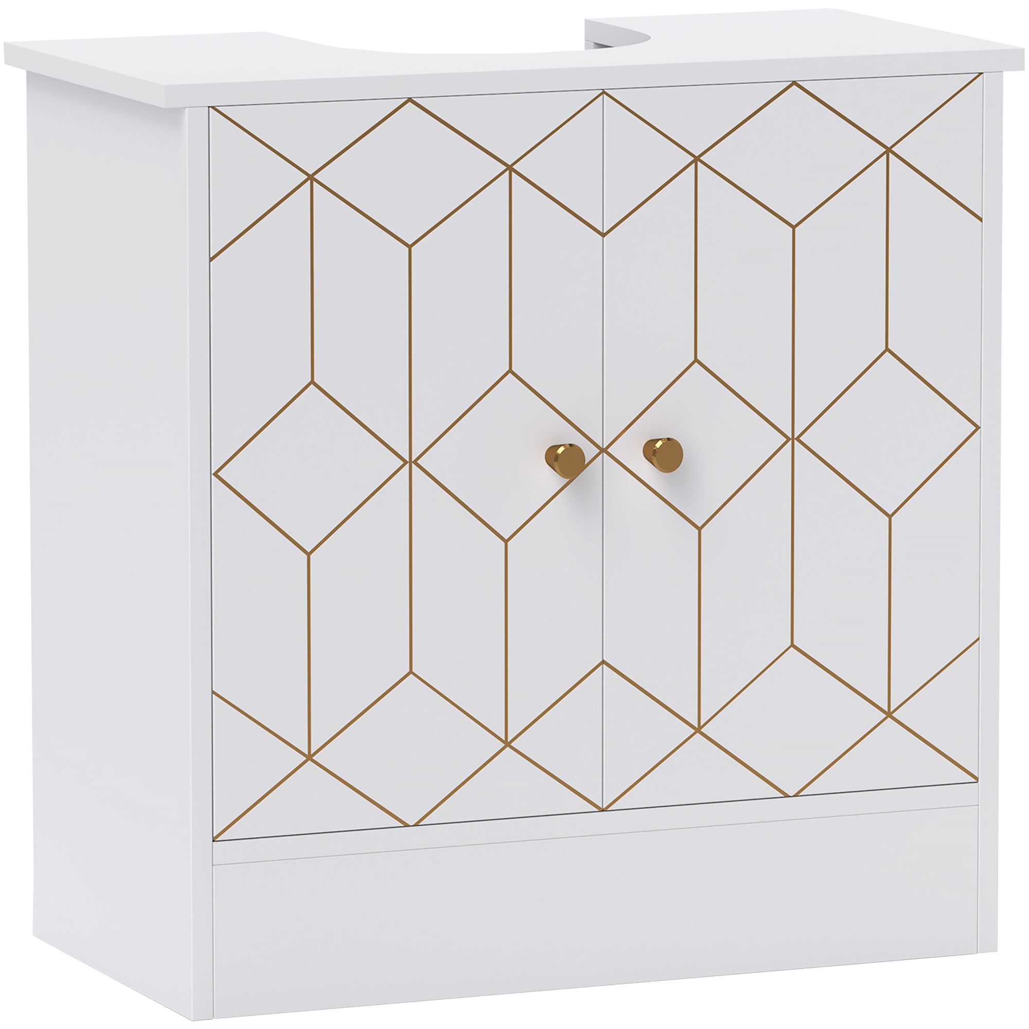 HOMCOM Under Sink Bathroom Cabinet, Under Sink Cabinet with Adjustable Shelf and Open Compartment for Basin with or without Pedestal, 60 x 30 x 60cm, White - North Peak Garden Furniture