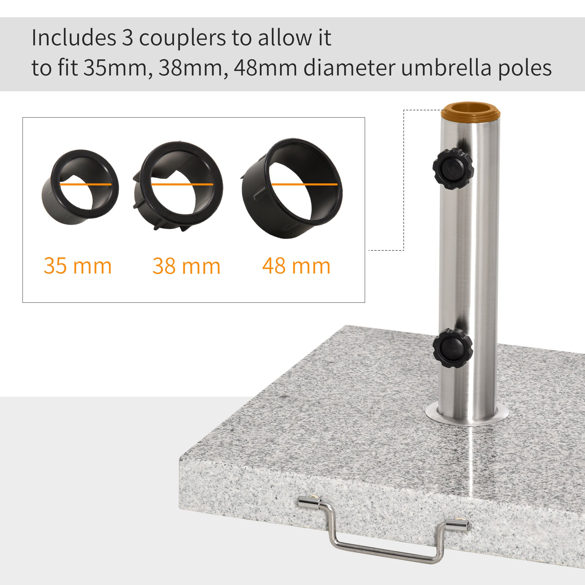 Outsunny Marble Umbrella Base: 28kg Durable Parasol Holder for Patio Furniture, Outdoor Sunshade Support