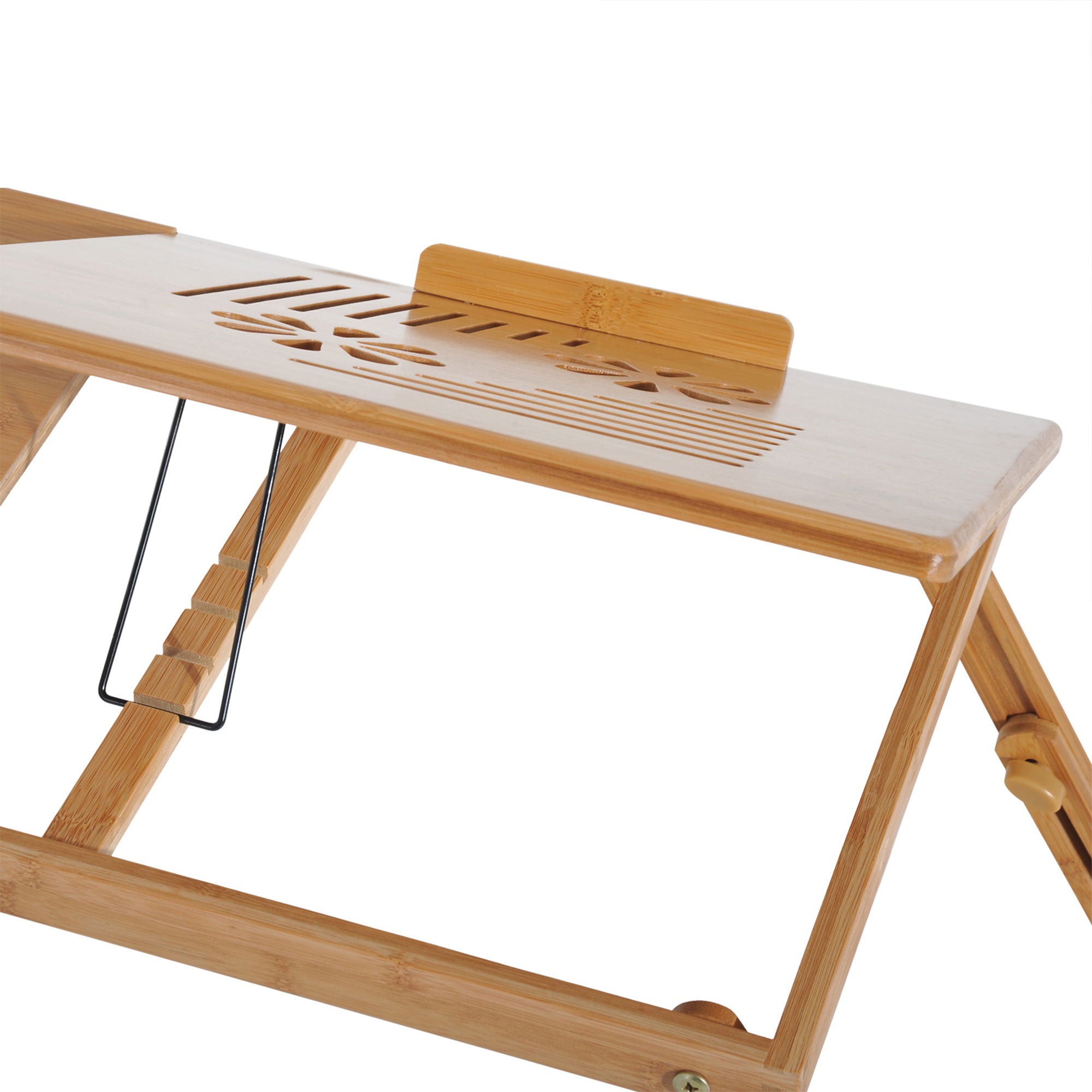 HOMCOM Portable Laptop Desk Notebook Tray PC Bed Table with Drawer Adjustable & Foldable (55L x 35W x 22-30H (cm)) - North Peak Garden Furniture