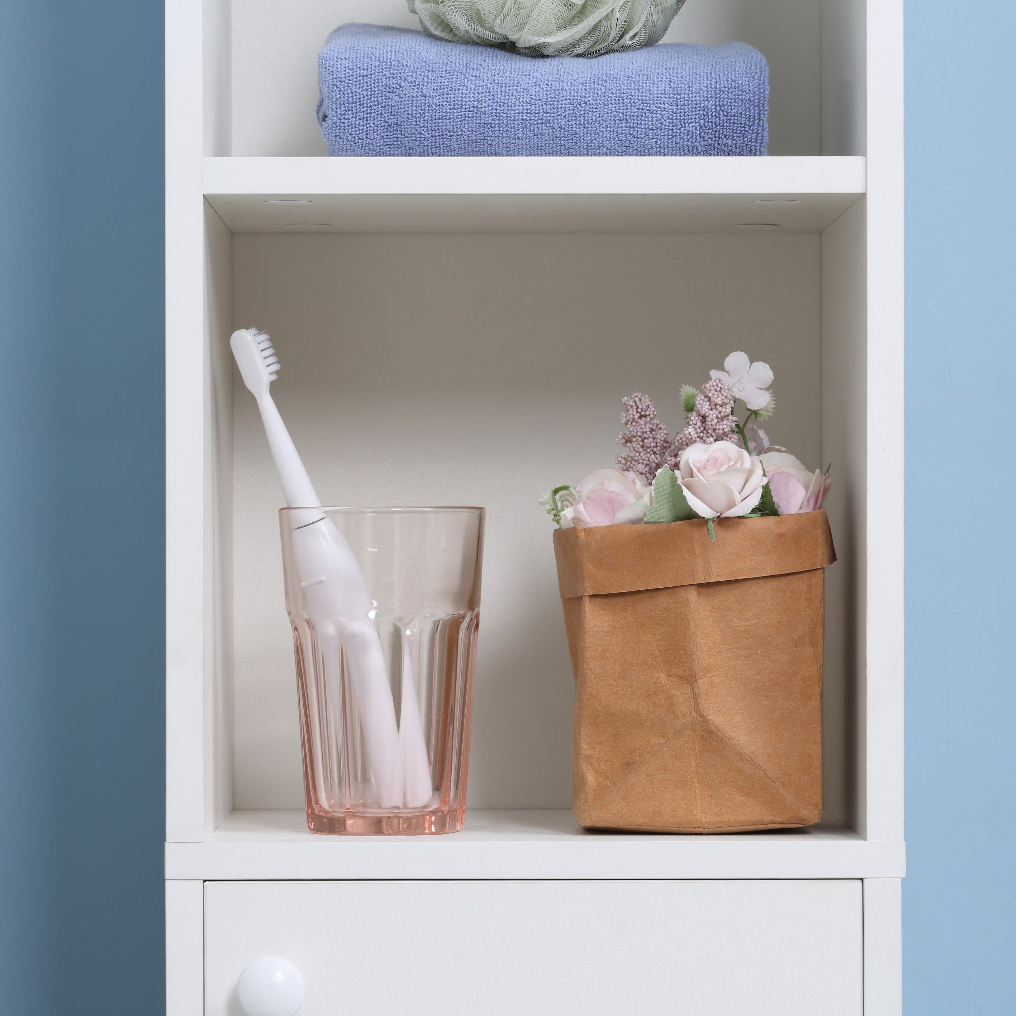 kleankin Tall Bathroom Storage Cabinet with Mirror, Narrow Bathroom Unit, Freestanding Bathroom Cupboard with Adjustable Shelves and 2 Doors, White - North Peak Garden Furniture