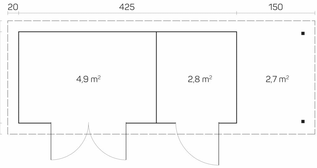 GLORIA-F+ 4.5x2.0m Log Cabin